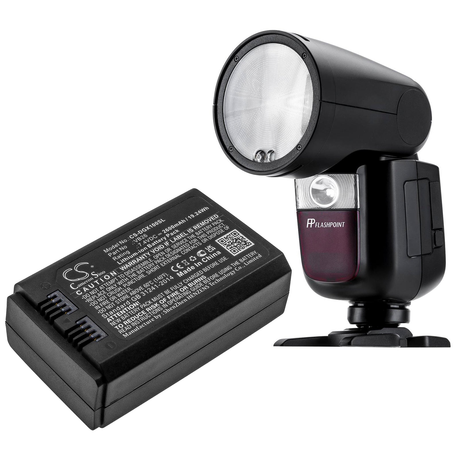 Li-ion, Strobe Lighting Battery fits Godox V1, 7.4V, 2600mAh Strobe Lighting Cameron Sino Technology Limited