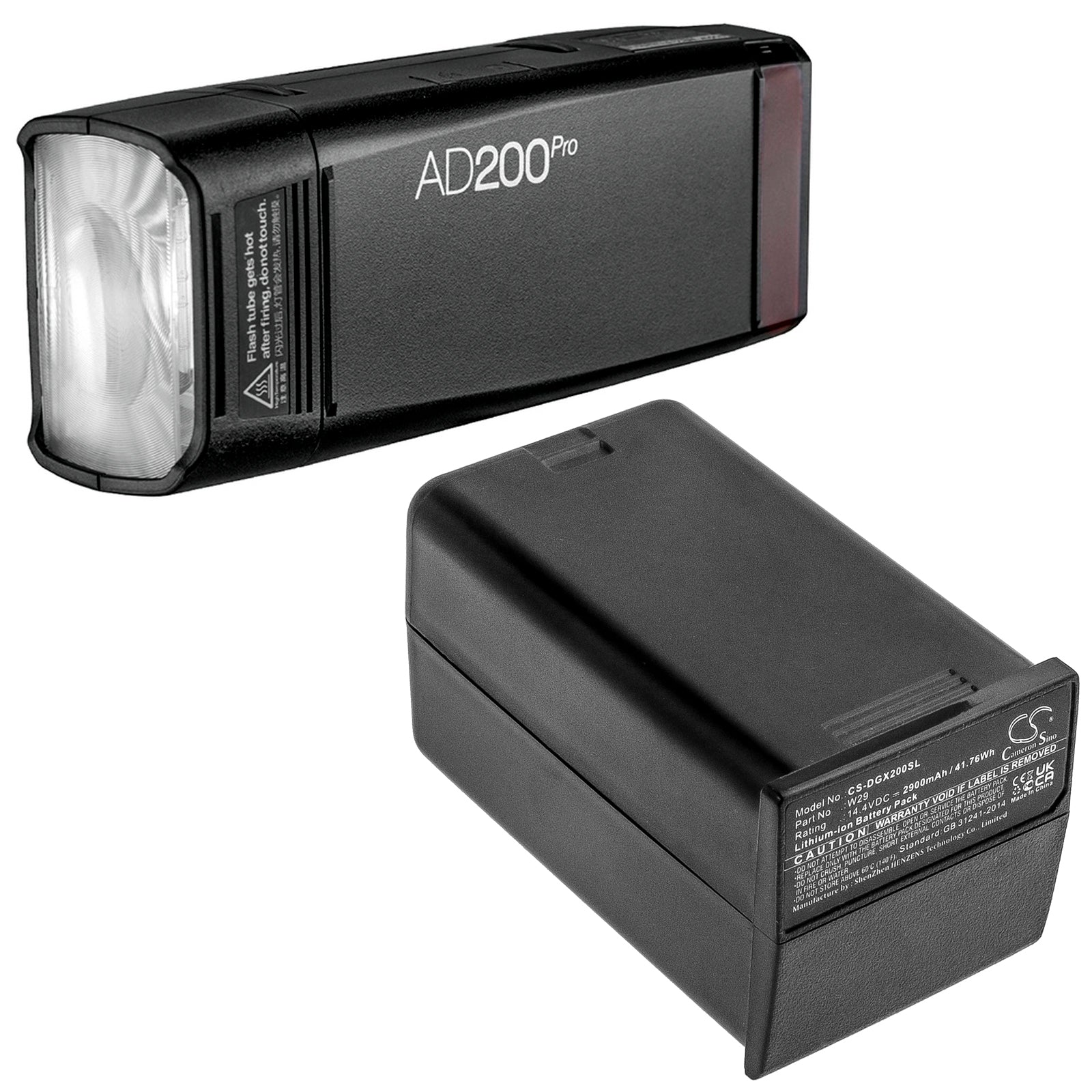 Li-ion, Strobe Lighting Battery fits Godox Ad200, Ad200 Pro, 14.4V, 2900mAh Strobe Lighting Cameron Sino Technology Limited