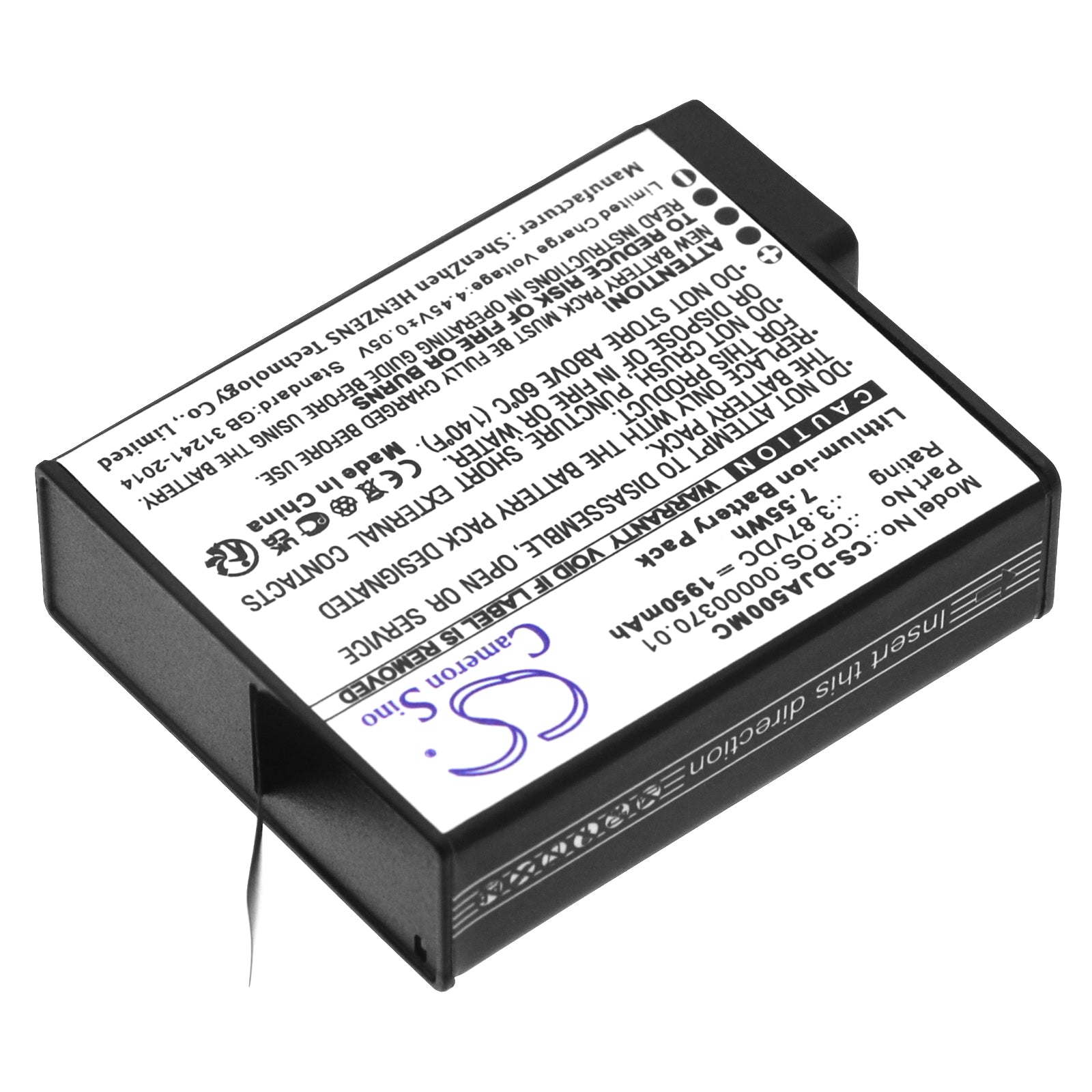 Li-ion, Camera Battery fits Dji Osmo Action 5, 3.87V, 1950mAh Camera Cameron Sino Technology Limited