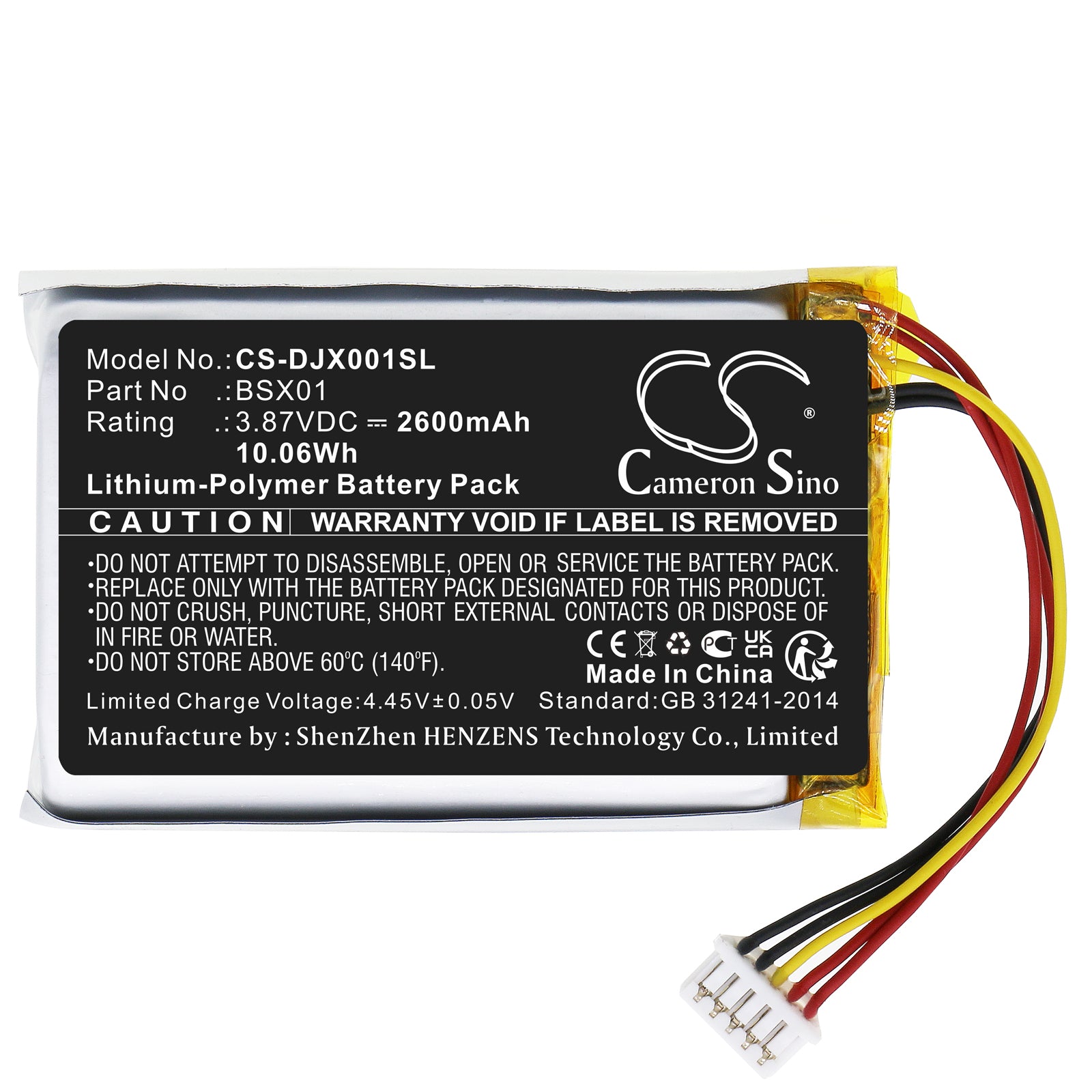Li-Polymer, Microphone Battery fits Dji Asb01, Mic Wireless Microphone Chargi, 3.87V, 2600mAh Microphone Cameron Sino Technology Limited