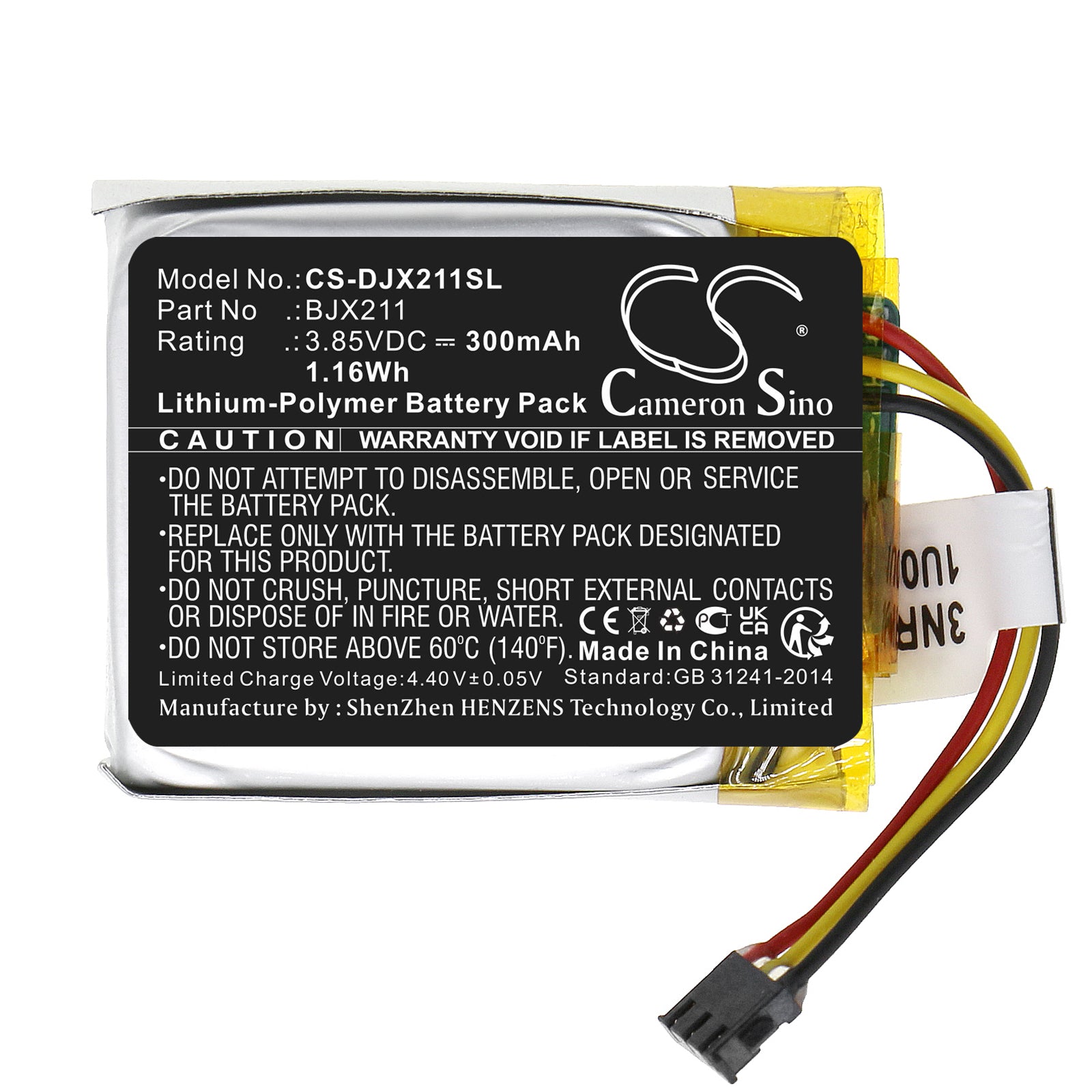Li-Polymer, Microphone Battery fits Dji Mic, Mic Wireless Microphone Transm, 3.85V, 300mAh Microphone Cameron Sino Technology Limited