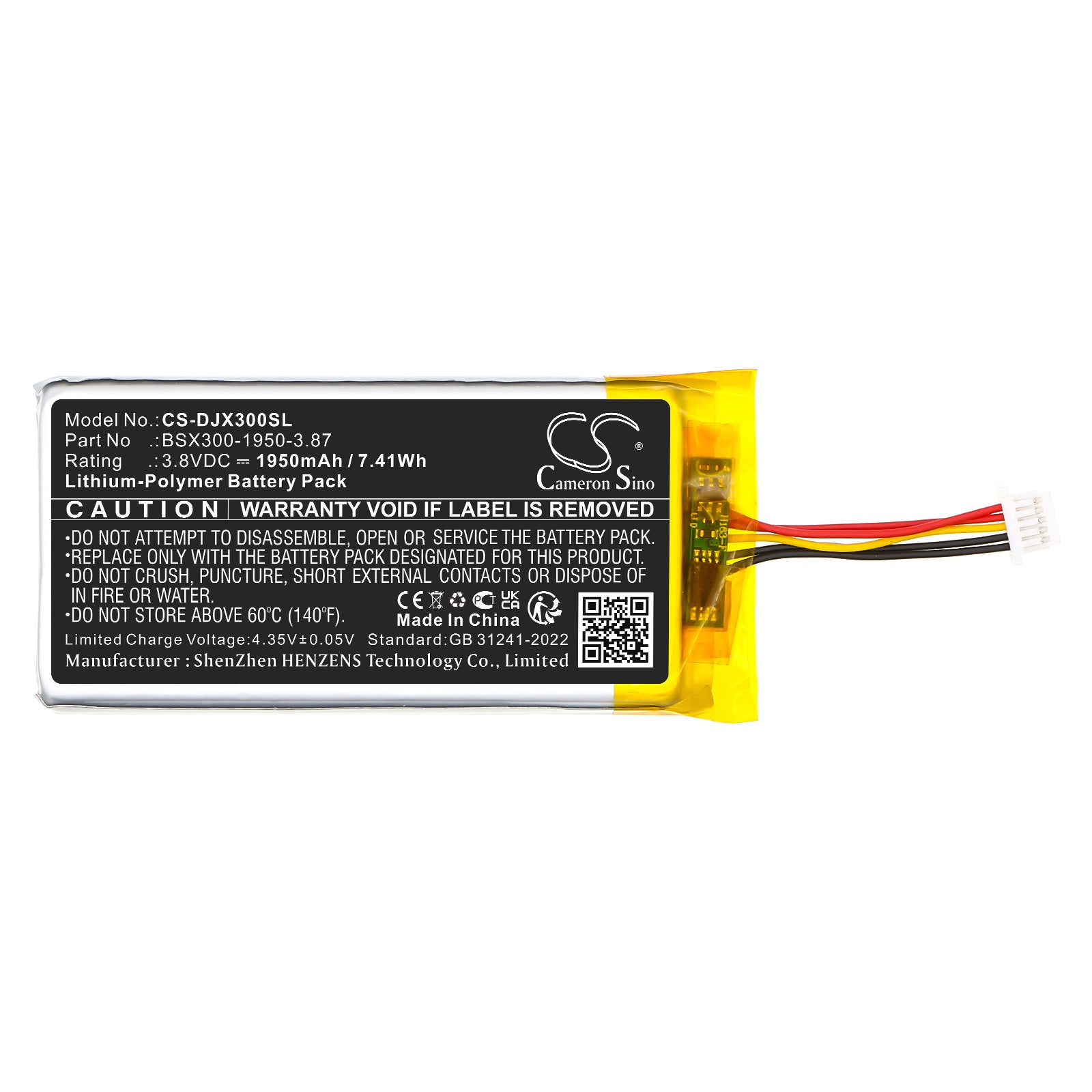 3.8V, Li-Polymer, 1950mAh, Battery fits DJI MIC Mini, 7.41Wh Microphone Cameron Sino Technology Limited
