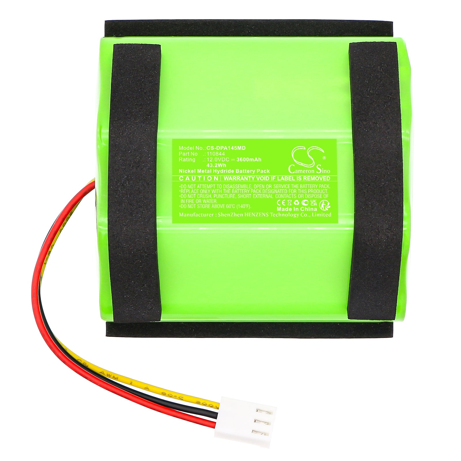 12V, Ni-MH, 3600mAh, Battery fits Mediwatch PA-00141, PA-00250, 43.2Wh Medical Cameron Sino Technology Limited
