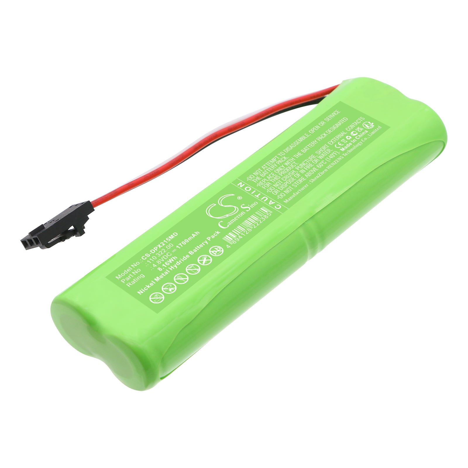 4.8V, Ni-MH, 1700mAh, Battery fits Dolphin medical pulse oximeter 2150, 8.16Wh Medical Cameron Sino Technology Limited