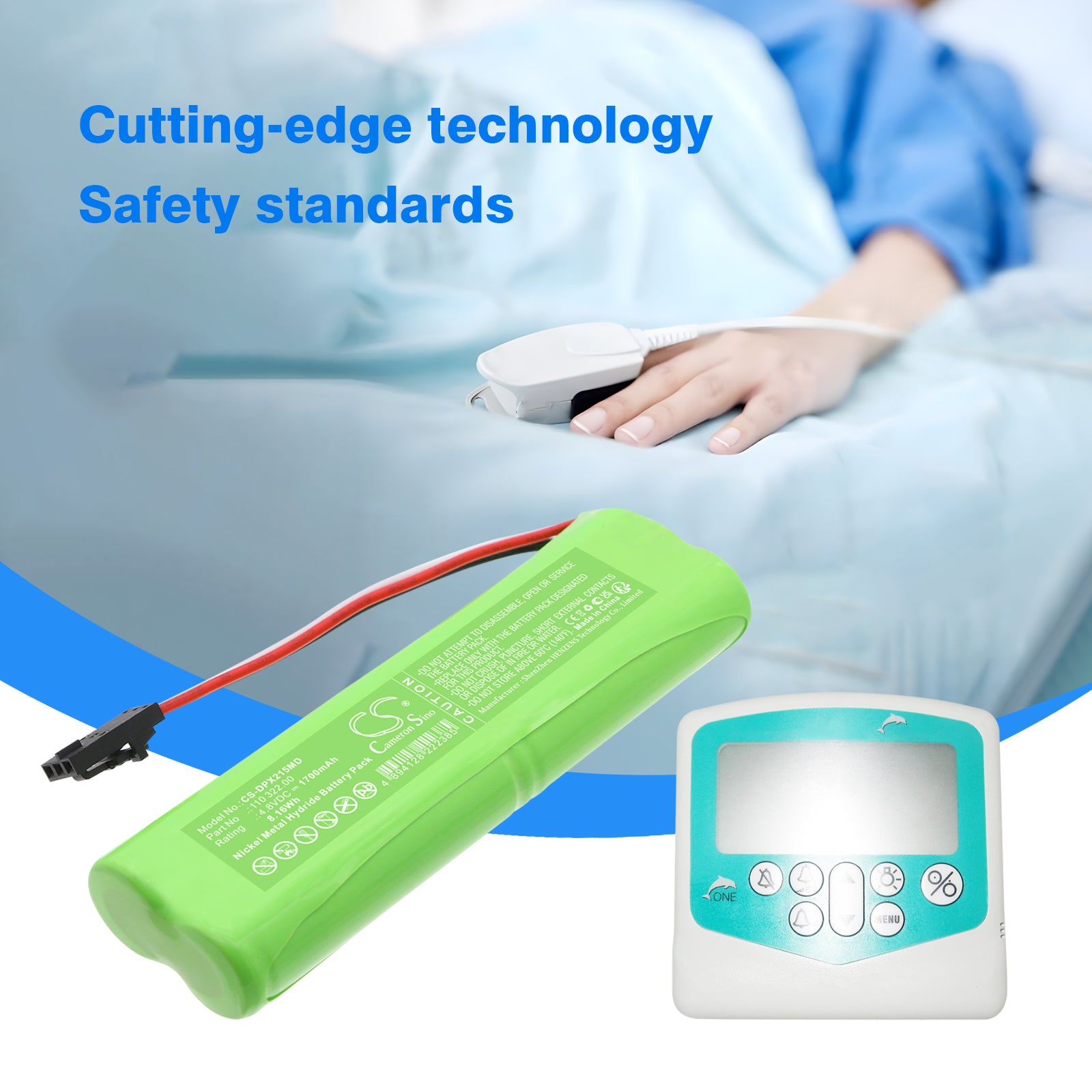 4.8V, Ni-MH, 1700mAh, Battery fits Dolphin medical pulse oximeter 2150, 8.16Wh Medical Cameron Sino Technology Limited