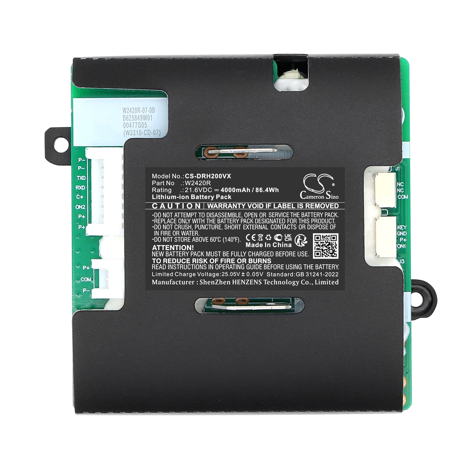 21.6V, Li-ion, 4000mAh, Battery fits Dreame H20, H20 Pro, 86.4Wh Vacuum Cameron Sino Technology Limited