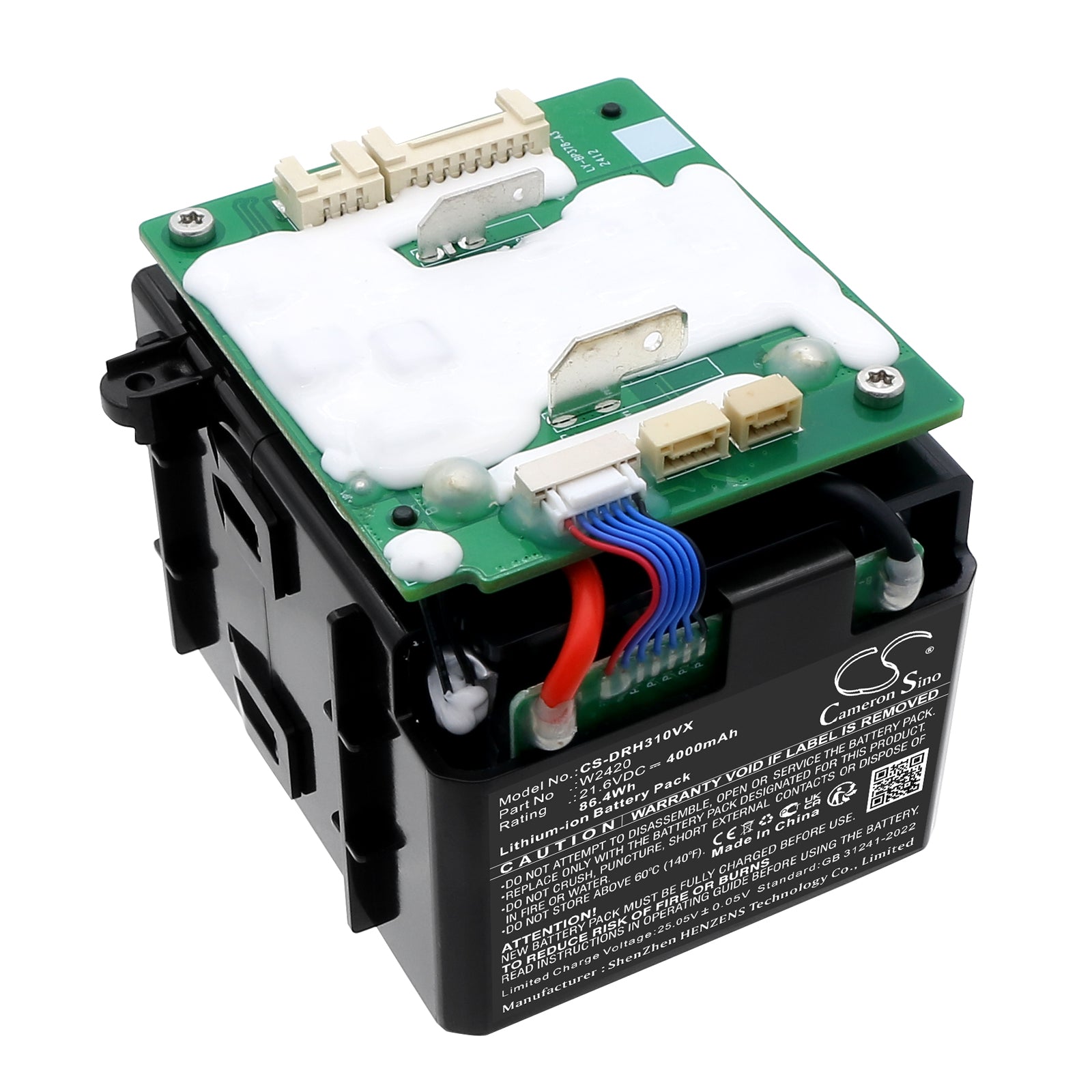21.6V, Li-ion, 4000mAh, Battery fits Dreame H30, 86.4Wh Vacuum Cameron Sino Technology Limited