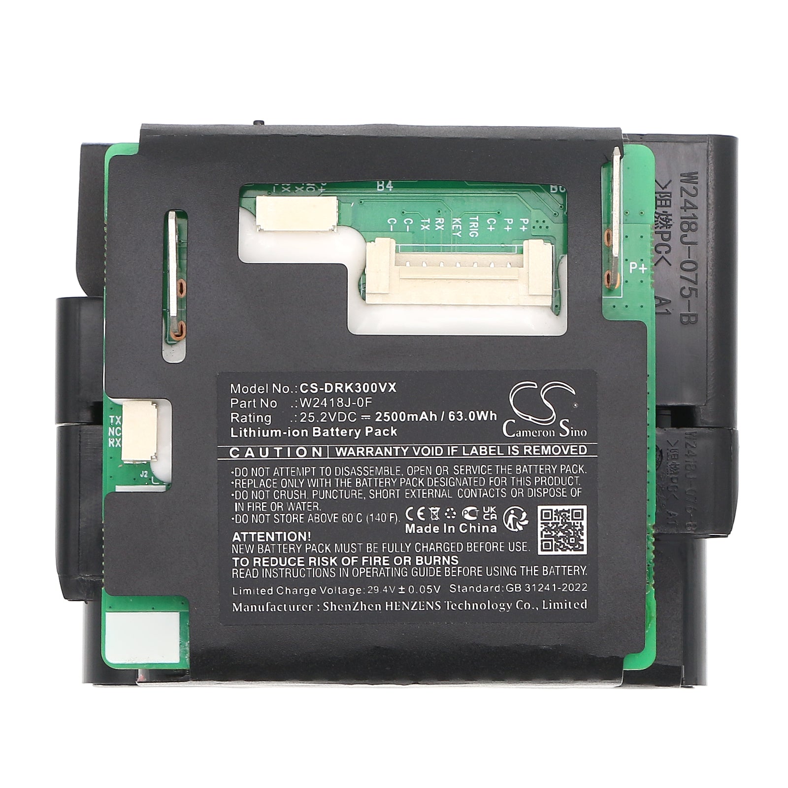 25.2V, Li-ion, 2500mAh, Battery fits Dreame Mova K30, Mova K30 Pro, 63Wh Vacuum Cameron Sino Technology Limited
