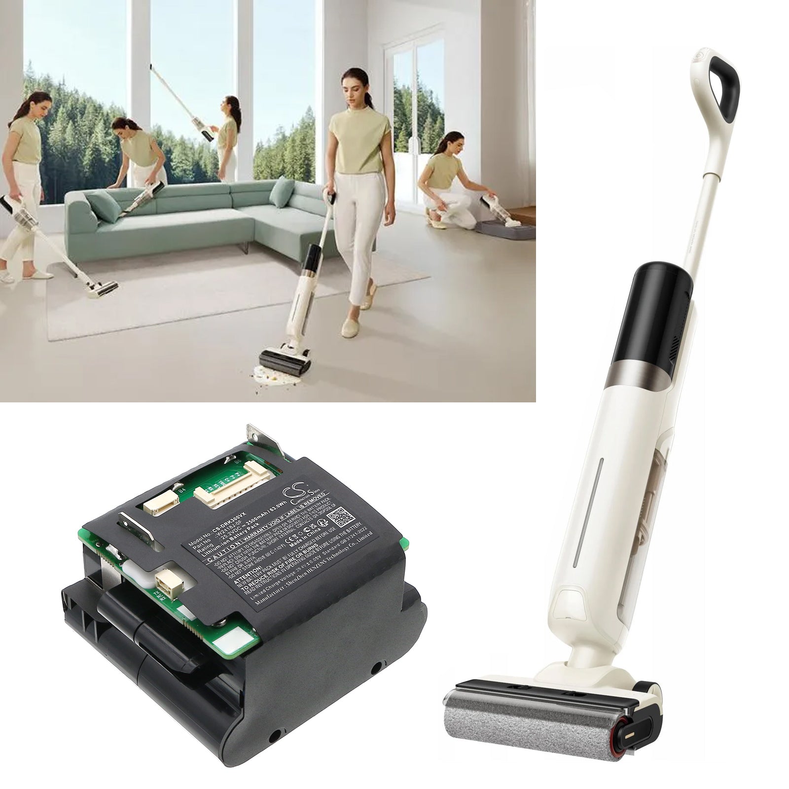 25.2V, Li-ion, 2500mAh, Battery fits Dreame Mova K30, Mova K30 Pro, 63Wh Vacuum Cameron Sino Technology Limited