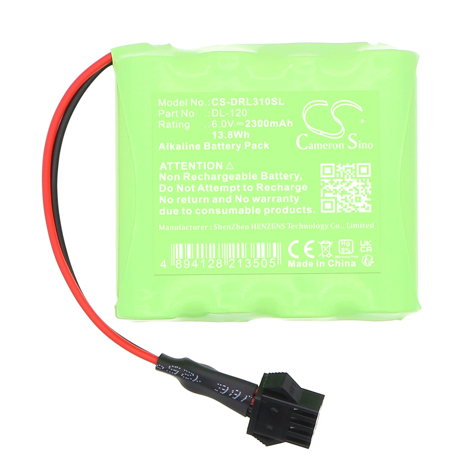 6V, Alkaline, 2300mAh, Battery fits Intellikey 100219, DL-120, 13.8Wh Door Lock Cameron Sino Technology Limited