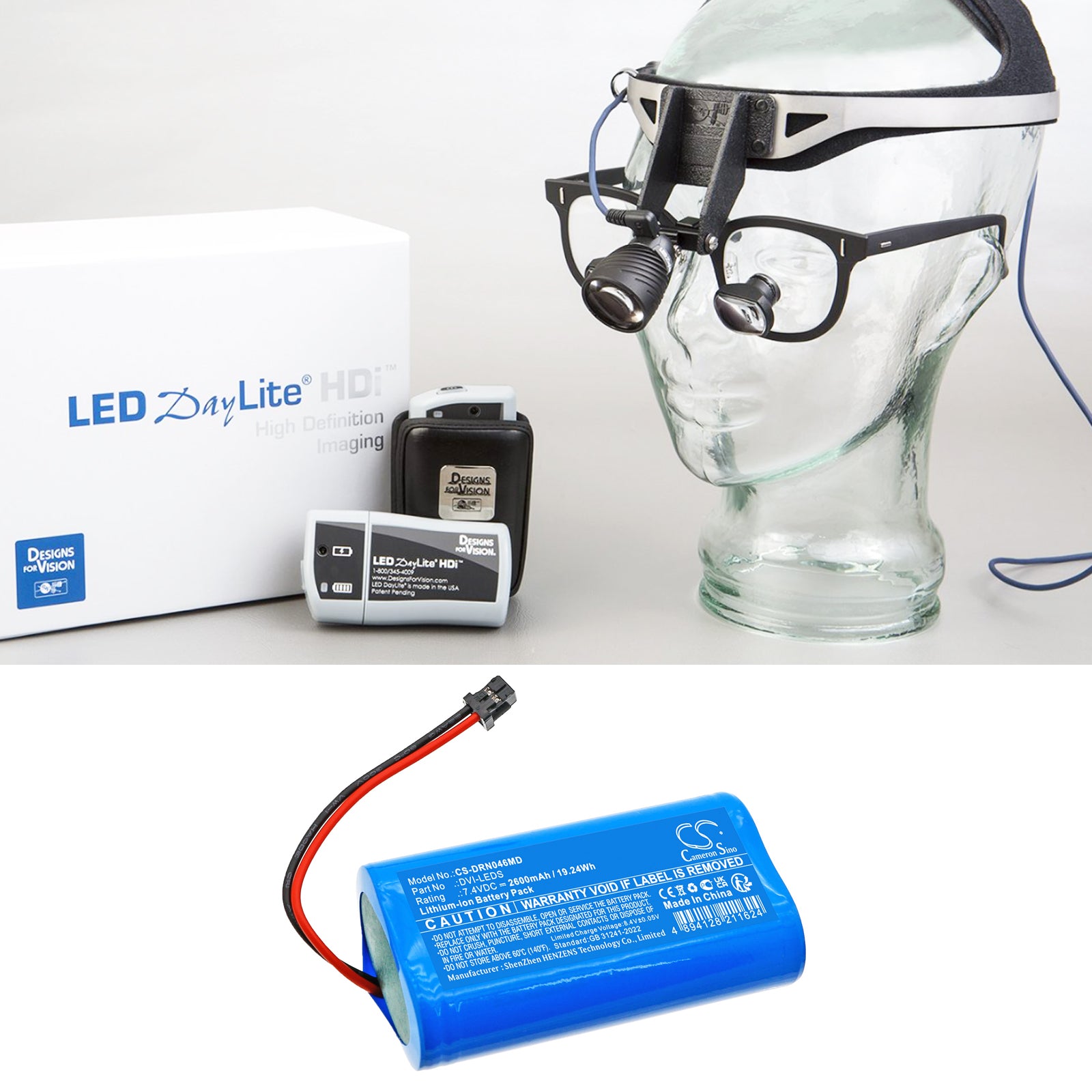 7.4V, Li-ion, 2600mAh, Battery fits Vision LED DayLite, LED DayLite HDi, 19.24Wh Medical Cameron Sino Technology Limited
