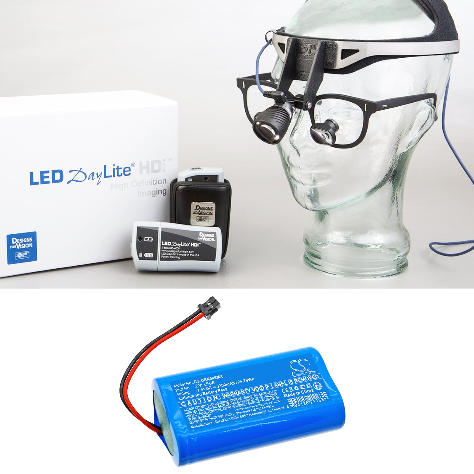 7.4V, Li-ion, 3350mAh, Battery fits Vision LED DayLite, LED DayLite HDi, 24.79Wh Medical Cameron Sino Technology Limited