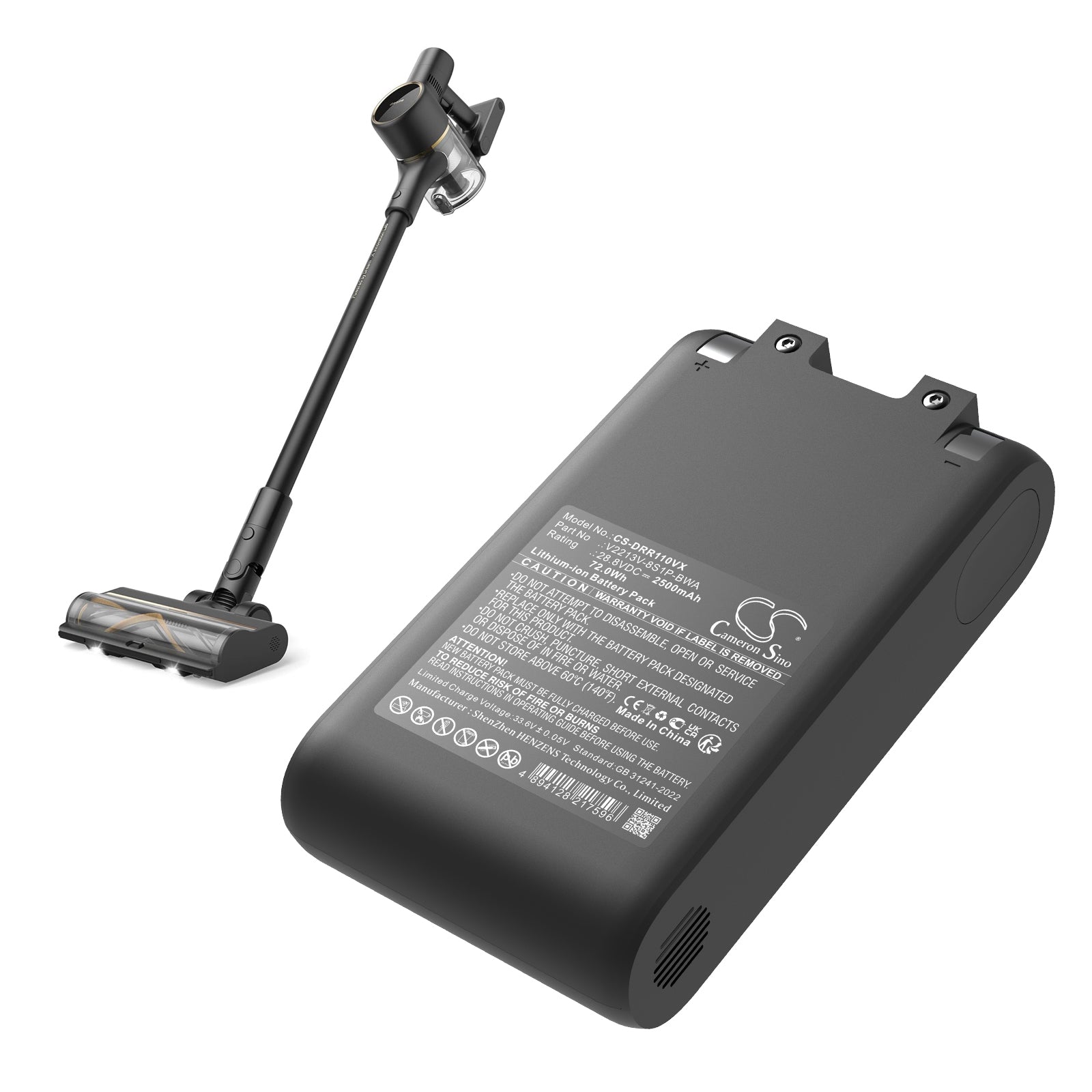 28.8V, Li-ion, 2500mAh, Battery fits Dreame R10 Pro, R10 Pro Cordless Vacuum Cleaner, 72Wh Vacuum Cameron Sino Technology Limited