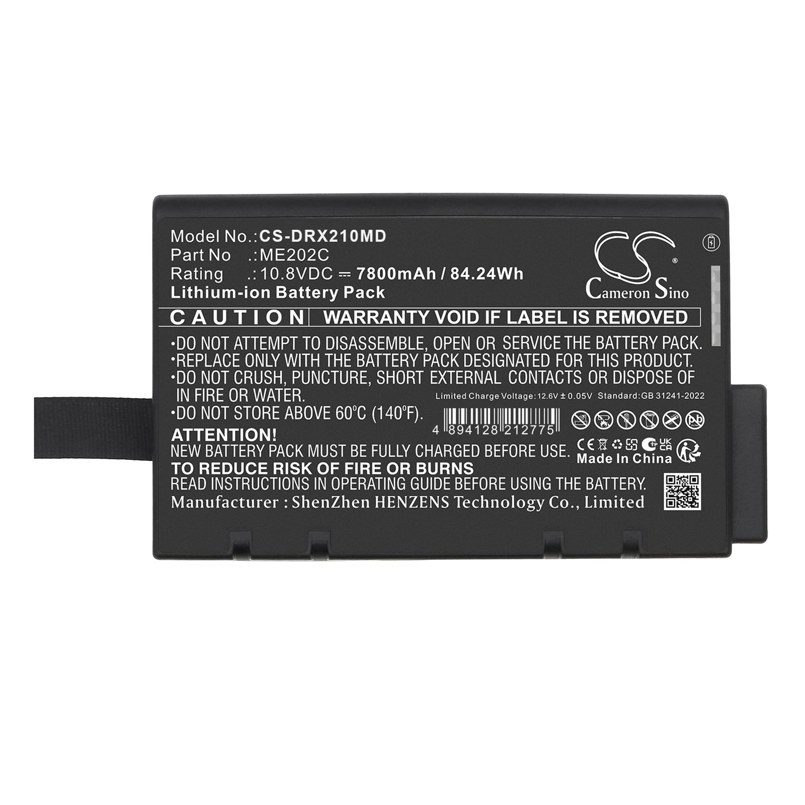 10.8V, Li-ion, 7800mAh, Battery fits Drager Oxylog 2000 Plus, Oxylog 2000+, 84.24Wh Medical Cameron Sino Technology Limited