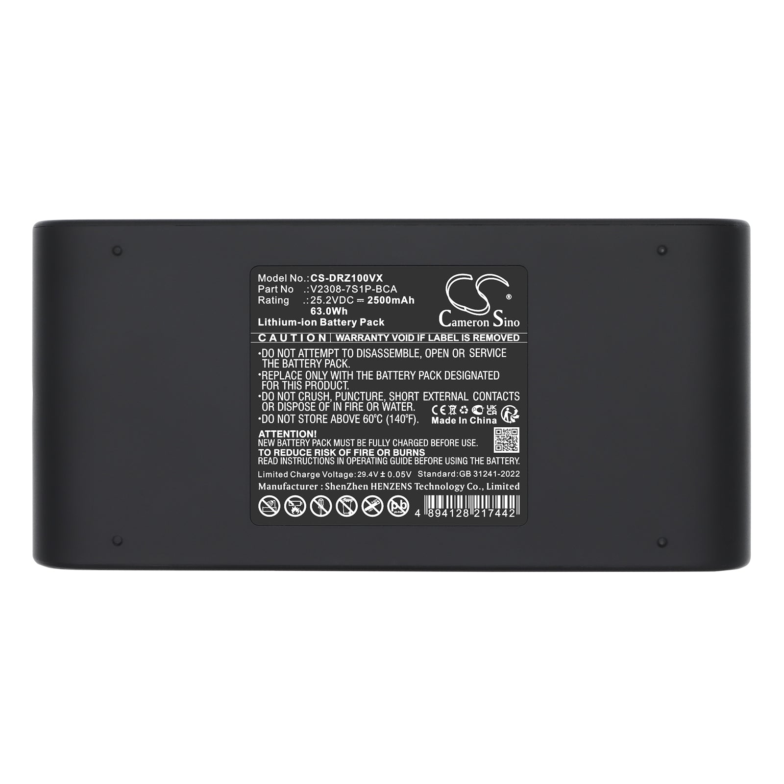 25.2V, Li-ion, 2500mAh, Battery fits Dreame Z10, Z10 Station Cordless Stick Vacuum, 63Wh Vacuum Cameron Sino Technology Limited