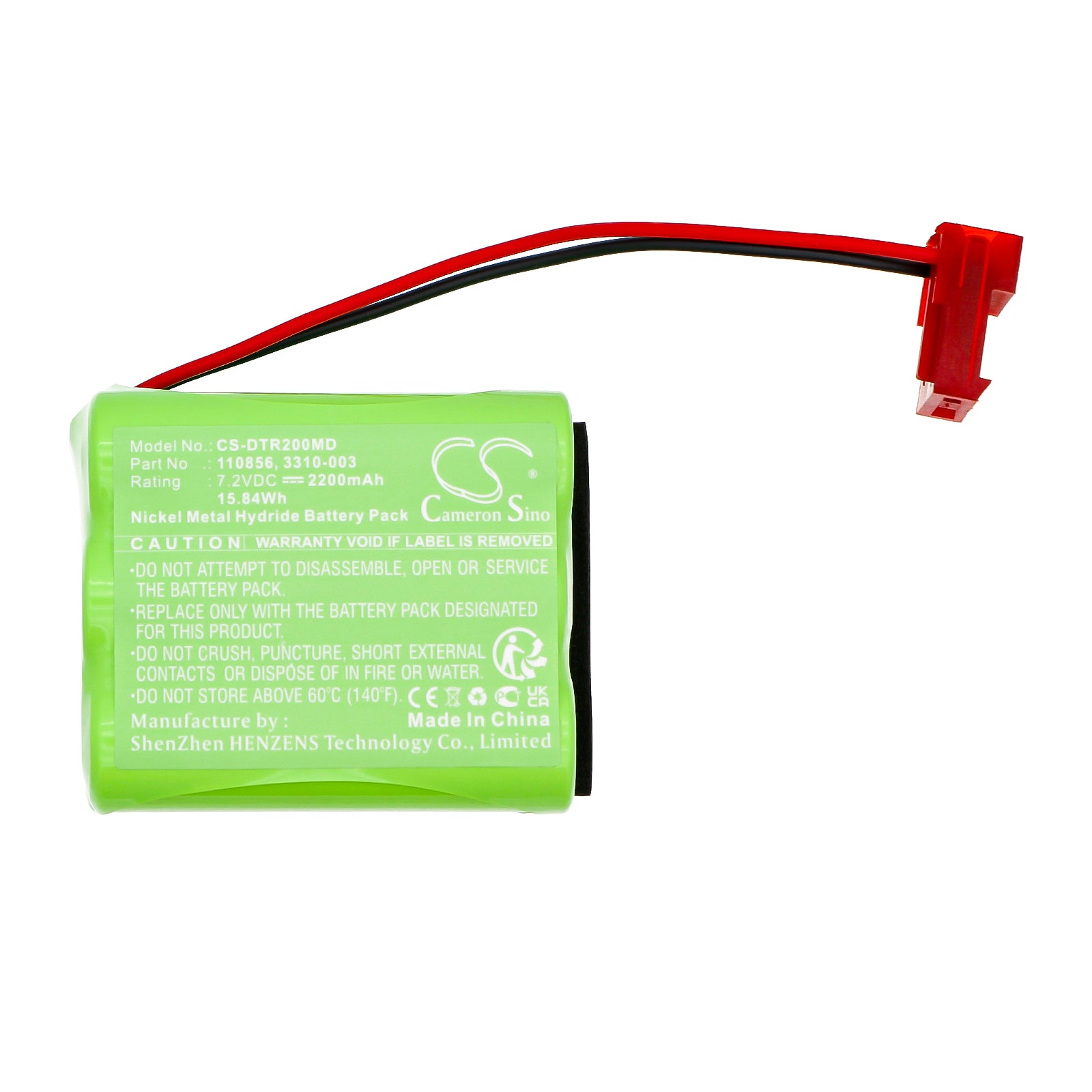 7.2V, Ni-MH, 2200mAh, Battery fits Fluke Oxitest 2000, Oxitest 7 Plus, 15.84Wh Medical Cameron Sino Technology Limited