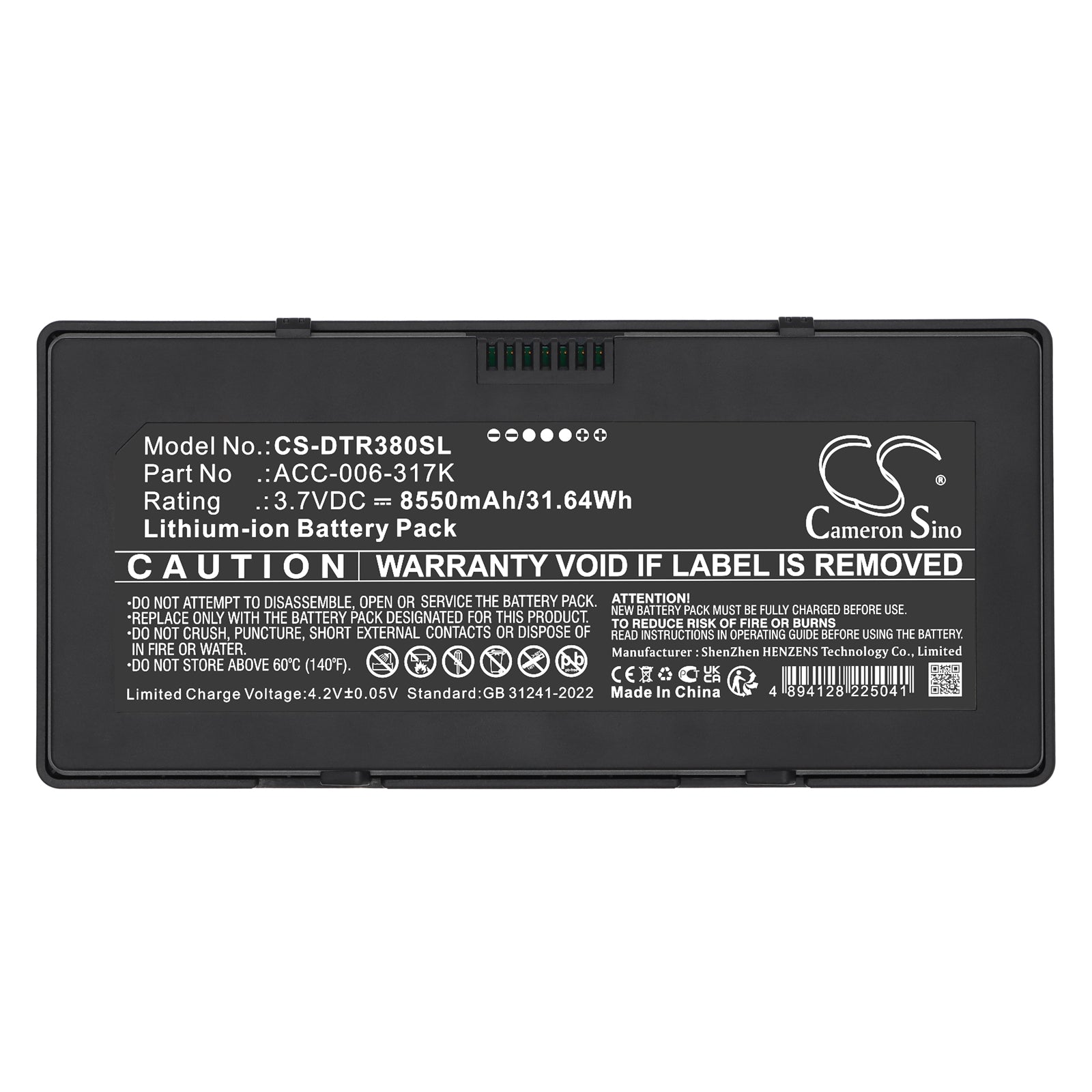 3.7V, Li-ion, 8550mAh, Battery fits DT Research DT380QE, DT380 | Oracle Micros Tablet 700, 31.64Wh Tablet Cameron Sino Technology Limited