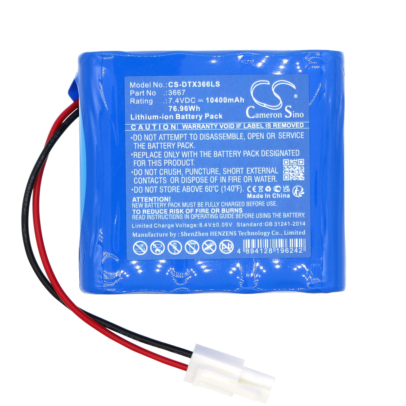 Li-ion, Emergency Lighting Battery fits Dotlux 3666-060120, 7.4V, 10400mAh Emergency Lighting Cameron Sino Technology Limited