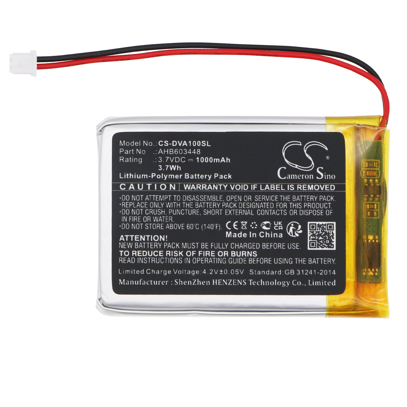 Li-Polymer, Speaker Battery fits Divoom Aurabulb, 3.7V, 1000mAh Speaker Cameron Sino Technology Limited