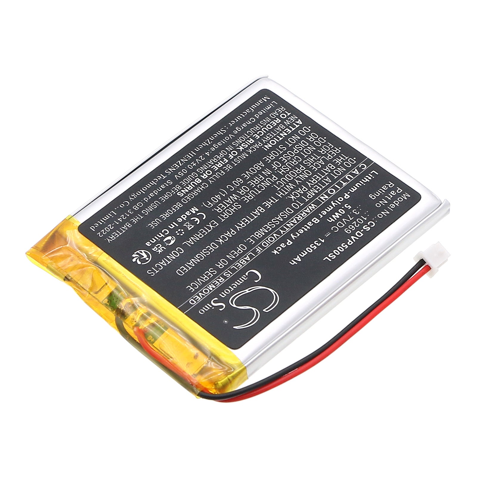 3.7V, Li-Polymer, 1350mAh, Battery fits Dual DAB Pocket Radio 5, 5Wh DAB Digital Cameron Sino Technology Limited