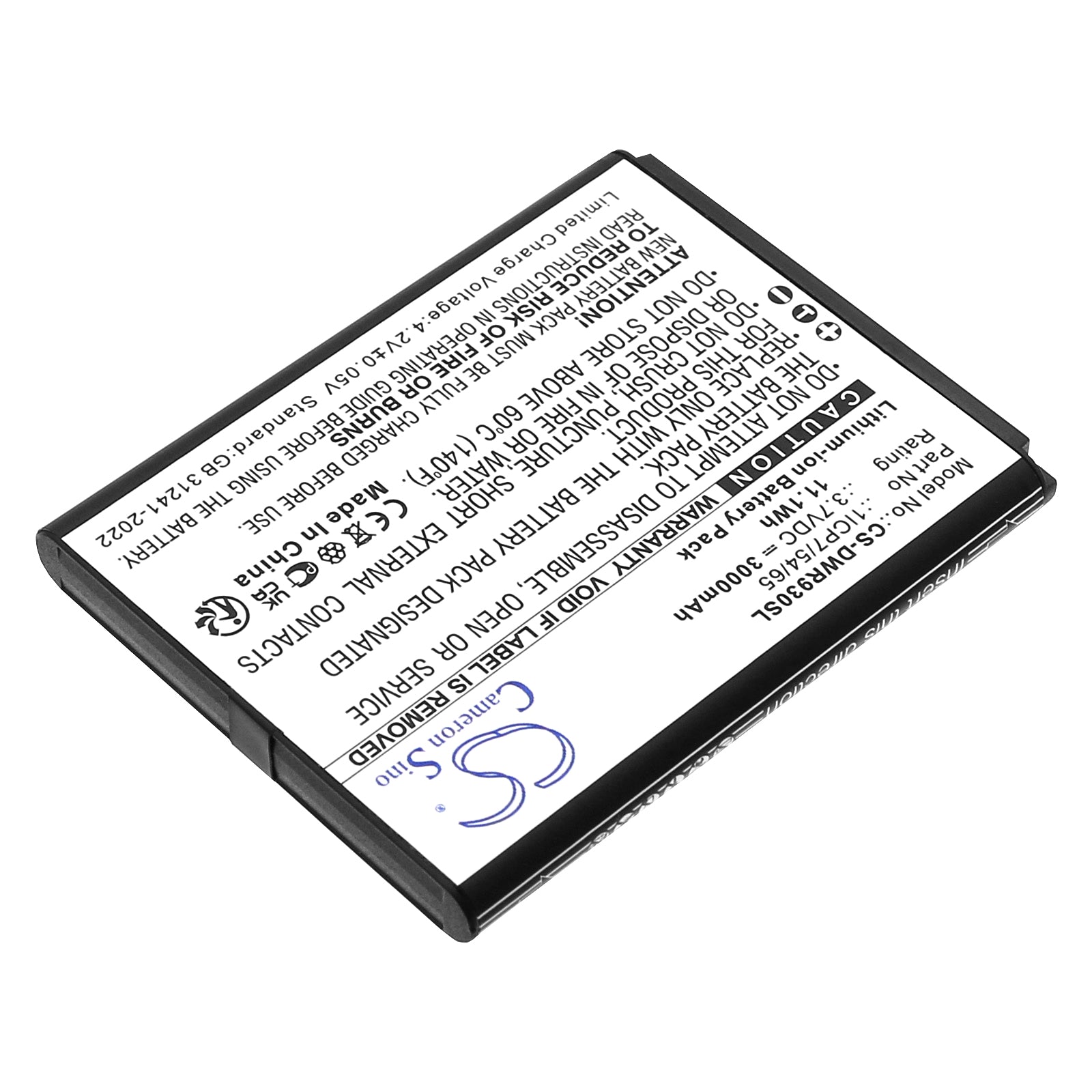 3.7V, Li-ion, 3000mAh, Battery fits D-Link DWR-930M, 11.1Wh Hotspot Cameron Sino Technology Limited