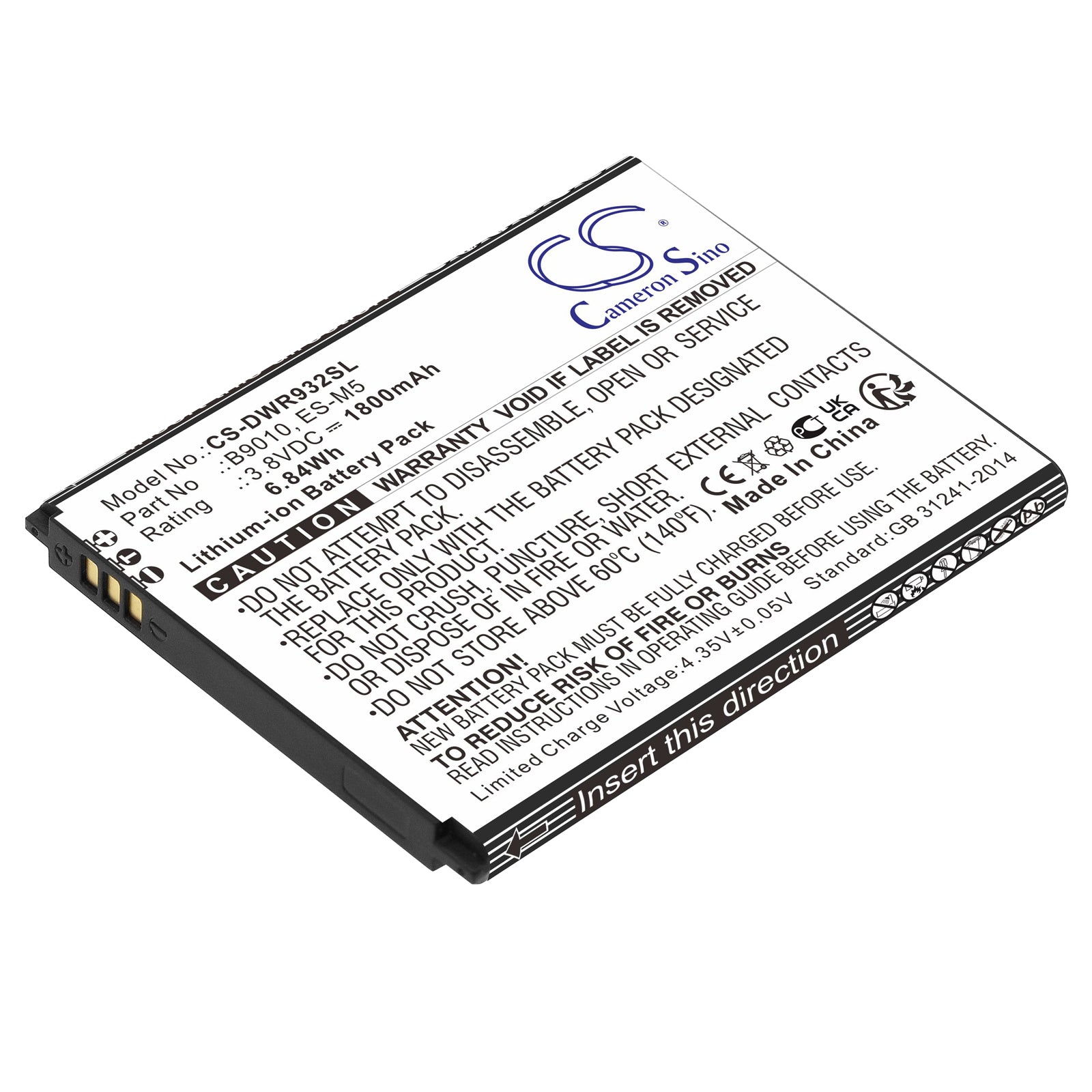 Li-ion, Mobile, SmartPhone Battery fits D-link Dwr-932, Dwr-932m, 3.8V, 1800mAh Mobile, SmartPhone Cameron Sino Technology Limited