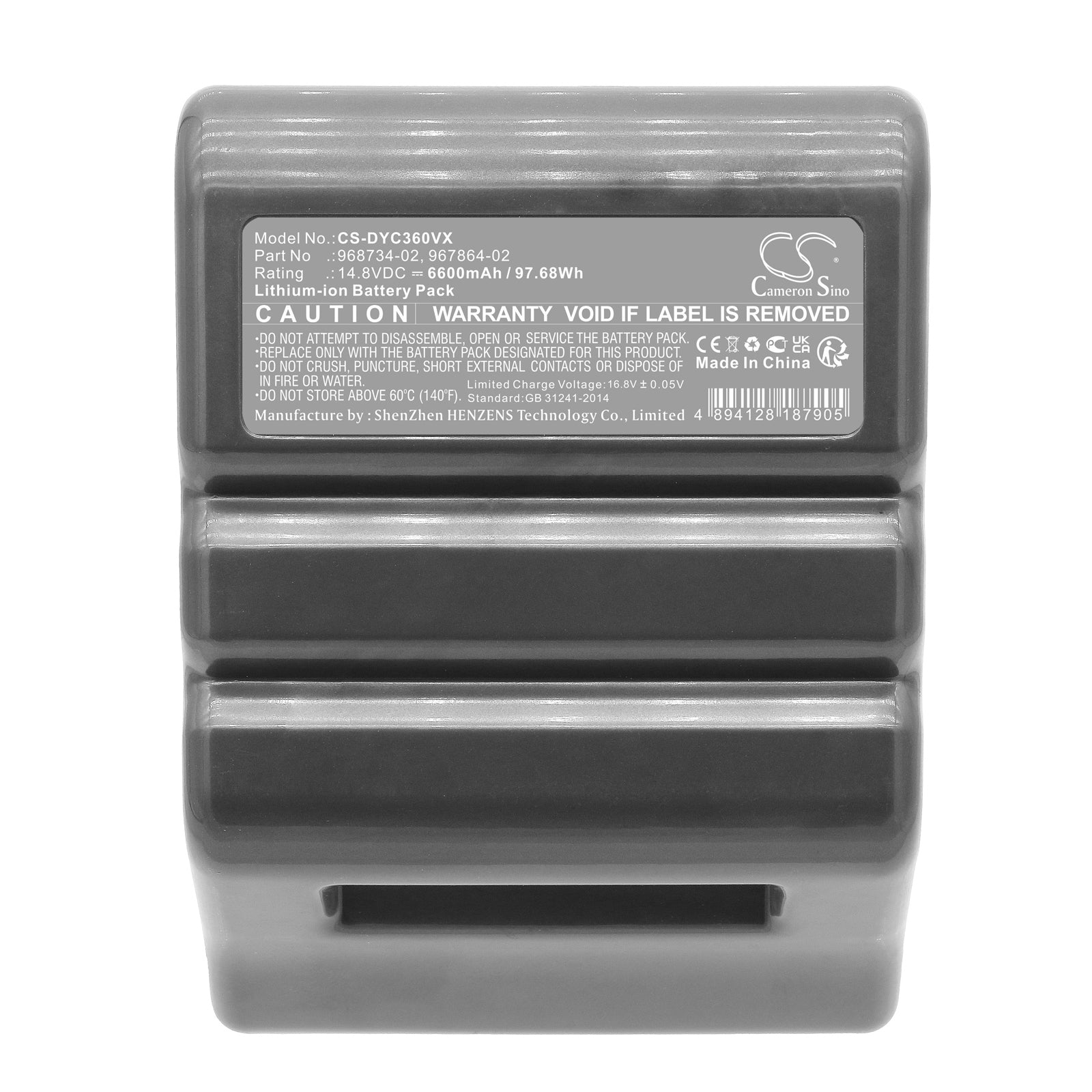 Li-ion, Vacuum Battery fits Dyson 360 Eye Robot, 360eye, 14.8V, 6600mAh Vacuum Cameron Sino Technology Limited