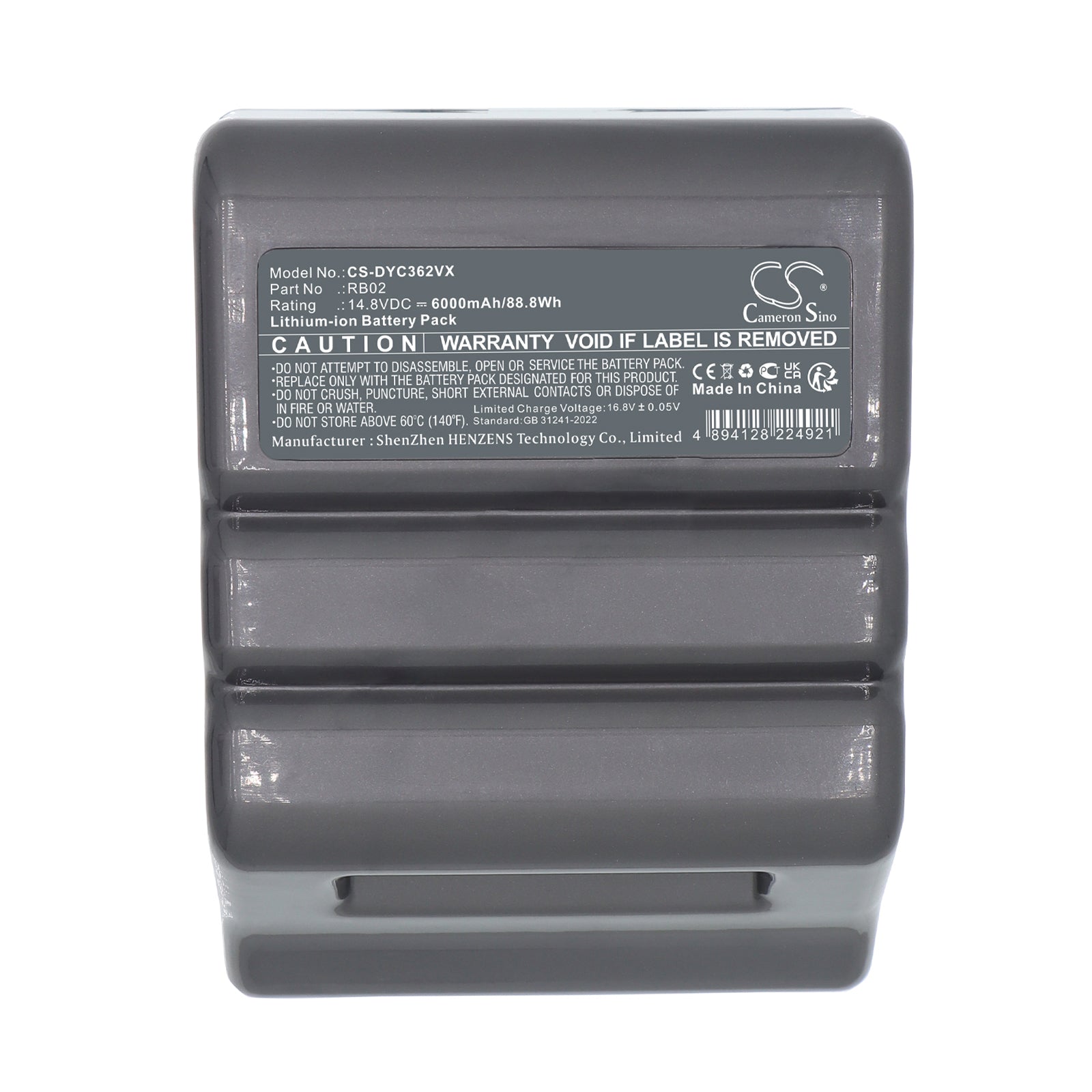 14.8V, Li-ion, 6000mAh, Battery fits Dyson 360 Heurist Robot, 265354, 88.8Wh Vacuum Cameron Sino Technology Limited