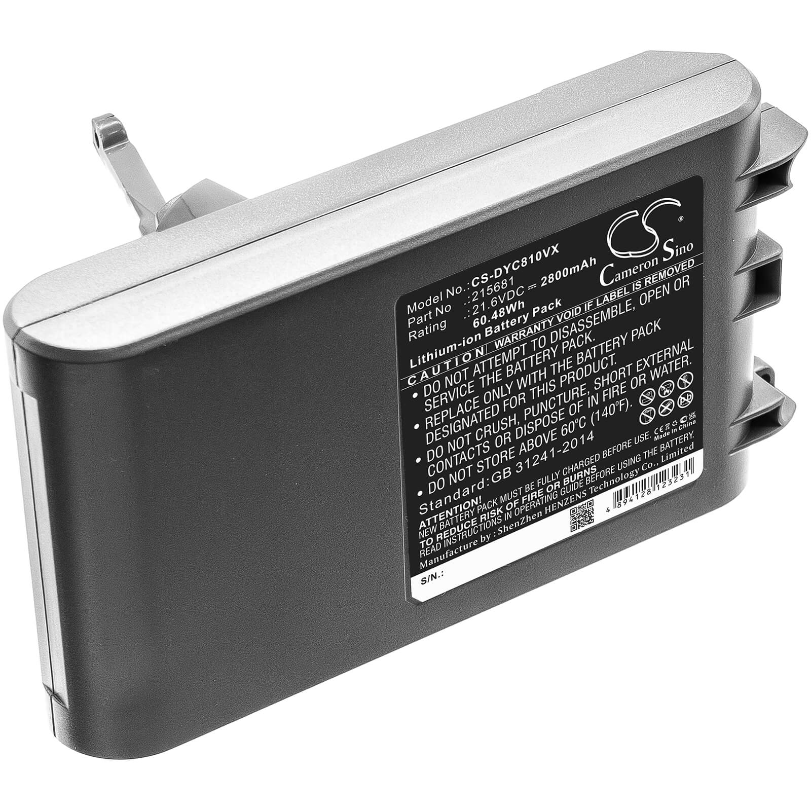 2800mah Li-ion Vacuum Battery Fits Dyson, Sv10, V8, V8 Absolute 21.6v Vacuum Cameron Sino Technology Limited