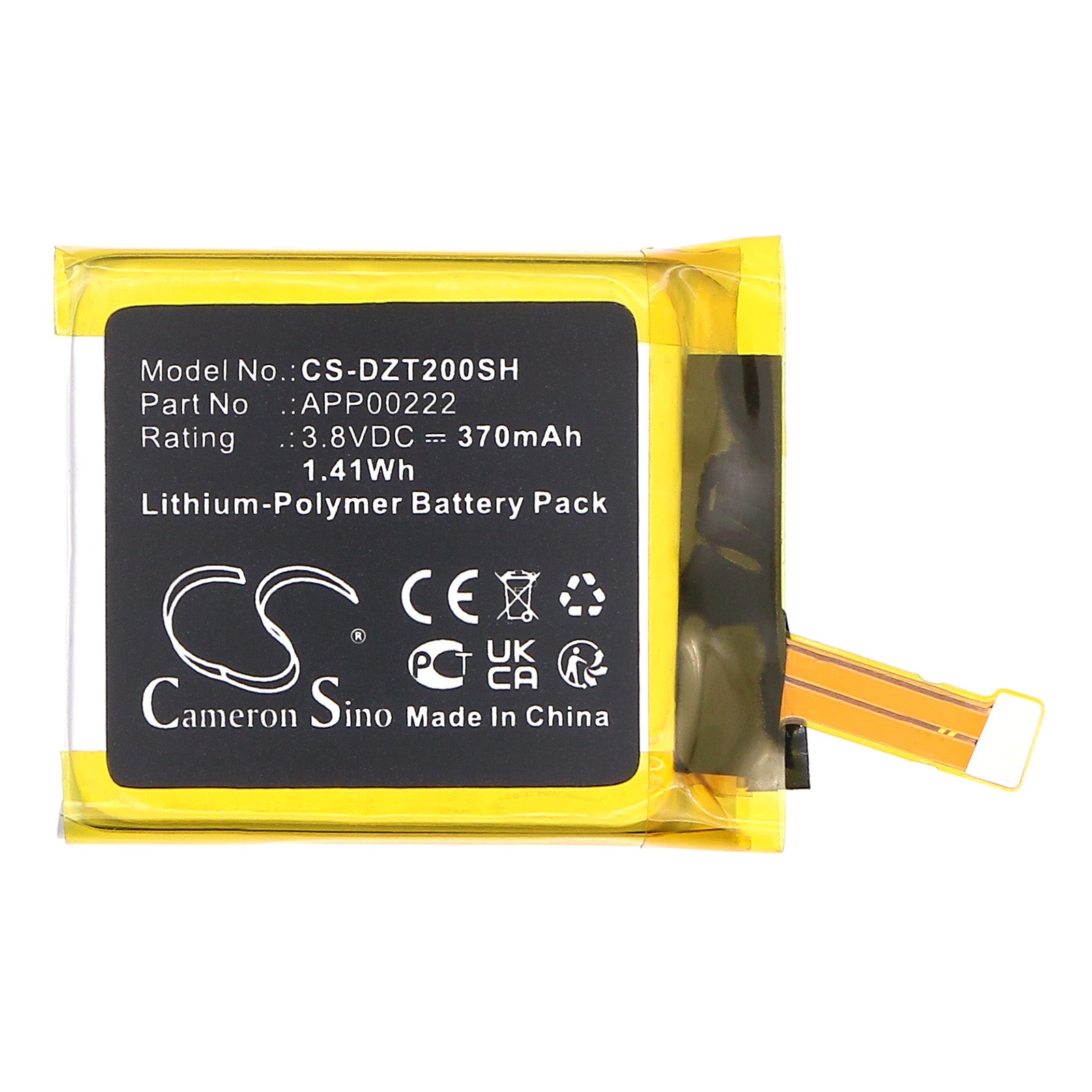 3.8V, Li-Polymer, 370mAh, Battery fits Fossil Q Explorist Gen3 Armani ART5004 | Diesel DZT2002, On DZT2002, 1.41Wh Smartwatch Cameron Sino Technology Limited