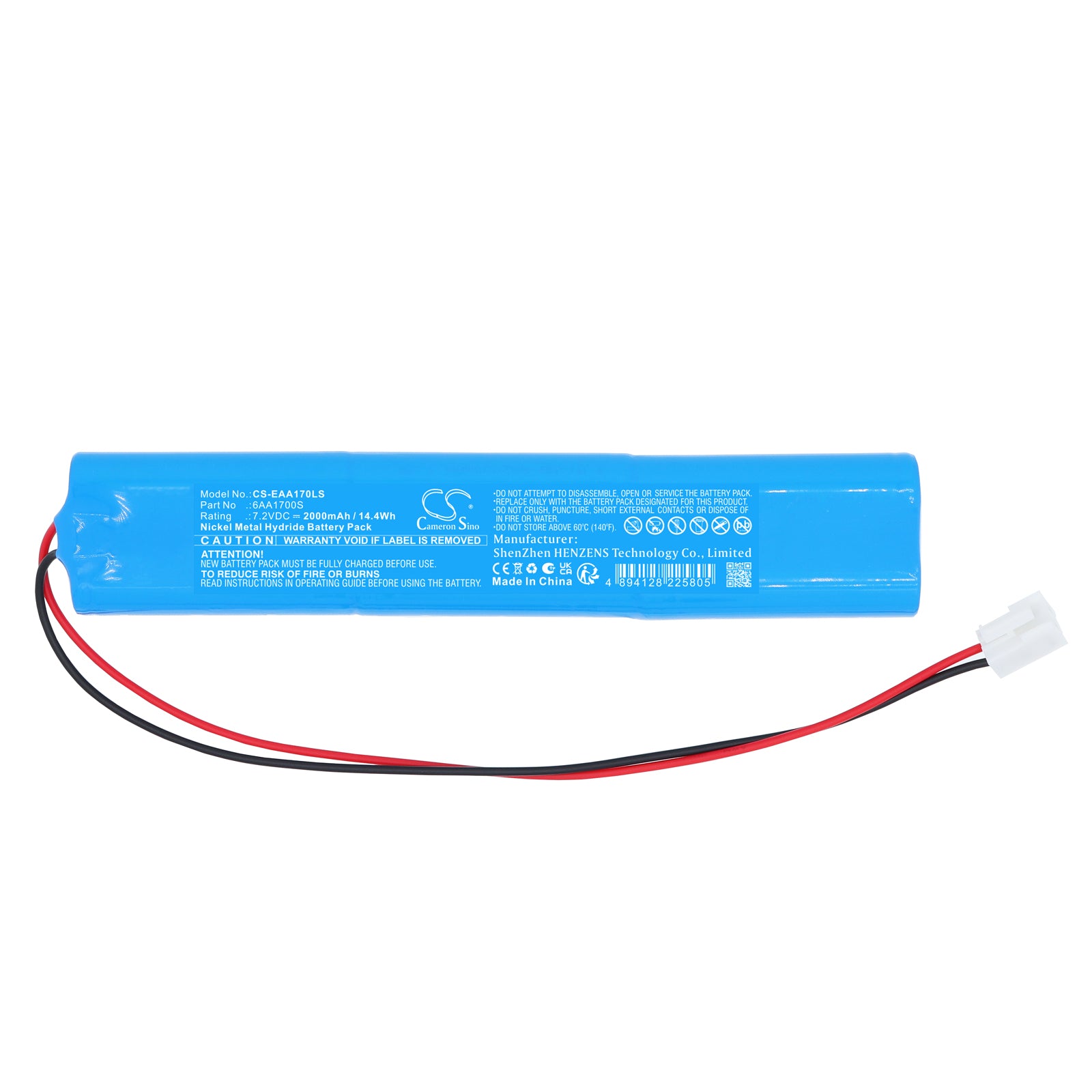 7.2V, Ni-MH, 2000mAh, Battery fits Emergency Lighting 6AA1700S, 14.4Wh Emergency Lighting Cameron Sino Technology Limited