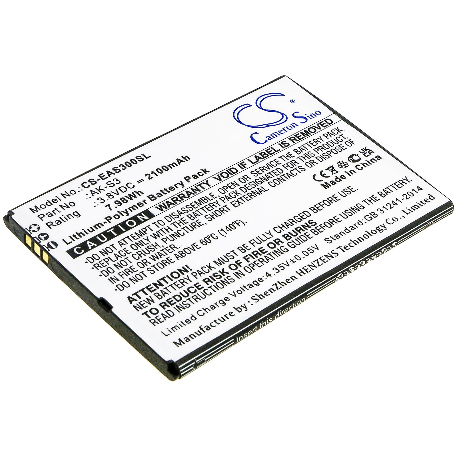Li-Polymer, Mobile, SmartPhone Battery fits Emporia Smart 3, 3.8V, 2100mAh Mobile, SmartPhone Cameron Sino Technology Limited