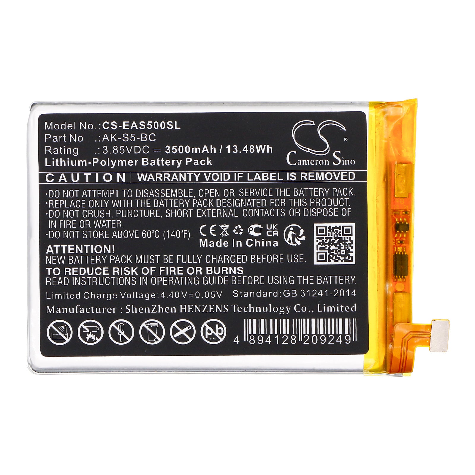 Li-Polymer, Mobile, SmartPhone Battery fits Emporia Ems5, Smart 5, 3.85V, 3500mAh Mobile, SmartPhone Cameron Sino Technology Limited