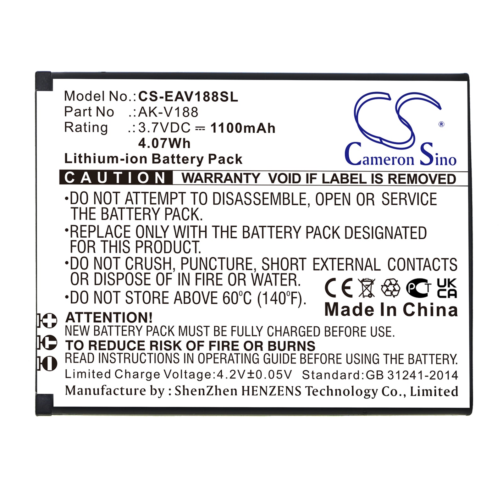 Li-ion, Mobile, SmartPhone Battery fits Emporia Touch Smart, Touch Smart 2, 3.7V, 1100mAh Mobile, SmartPhone Cameron Sino Technology Limited