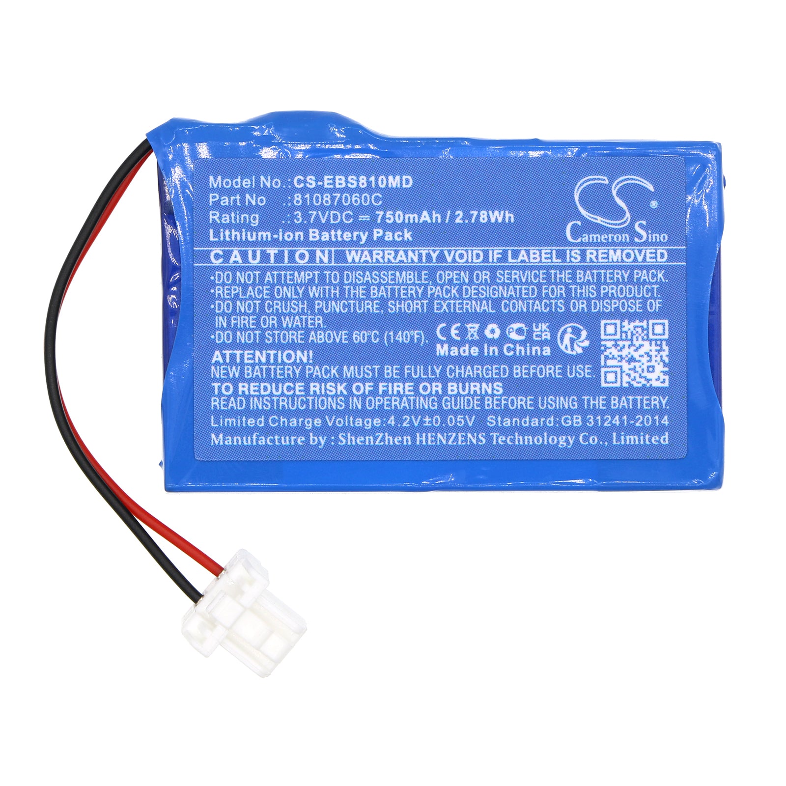 Li-ion, Medical Battery fits Exogen Bone Stimulator, 3.7V, 750mAh Medical Cameron Sino Technology Limited
