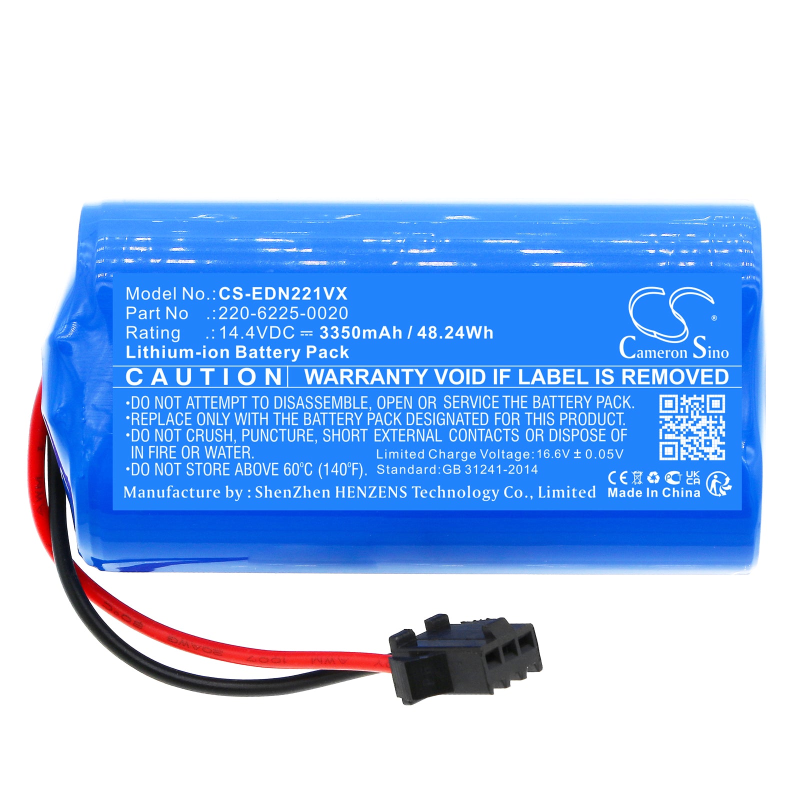 Li-ion, Vacuum Battery fits Prixton Siesta, Ultenic D5s Pro, 14.4V, 3350mAh Vacuum Cameron Sino Technology Limited