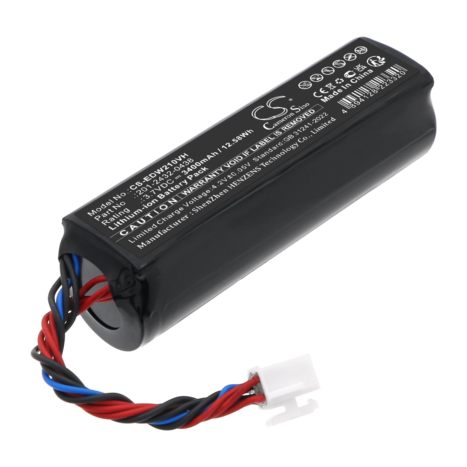 3.7V, Li-ion, 3400mAh, Battery fits Ecovacs Winbot Mini, Winbot W1S, 12.58Wh Vacuum Cameron Sino Technology Limited