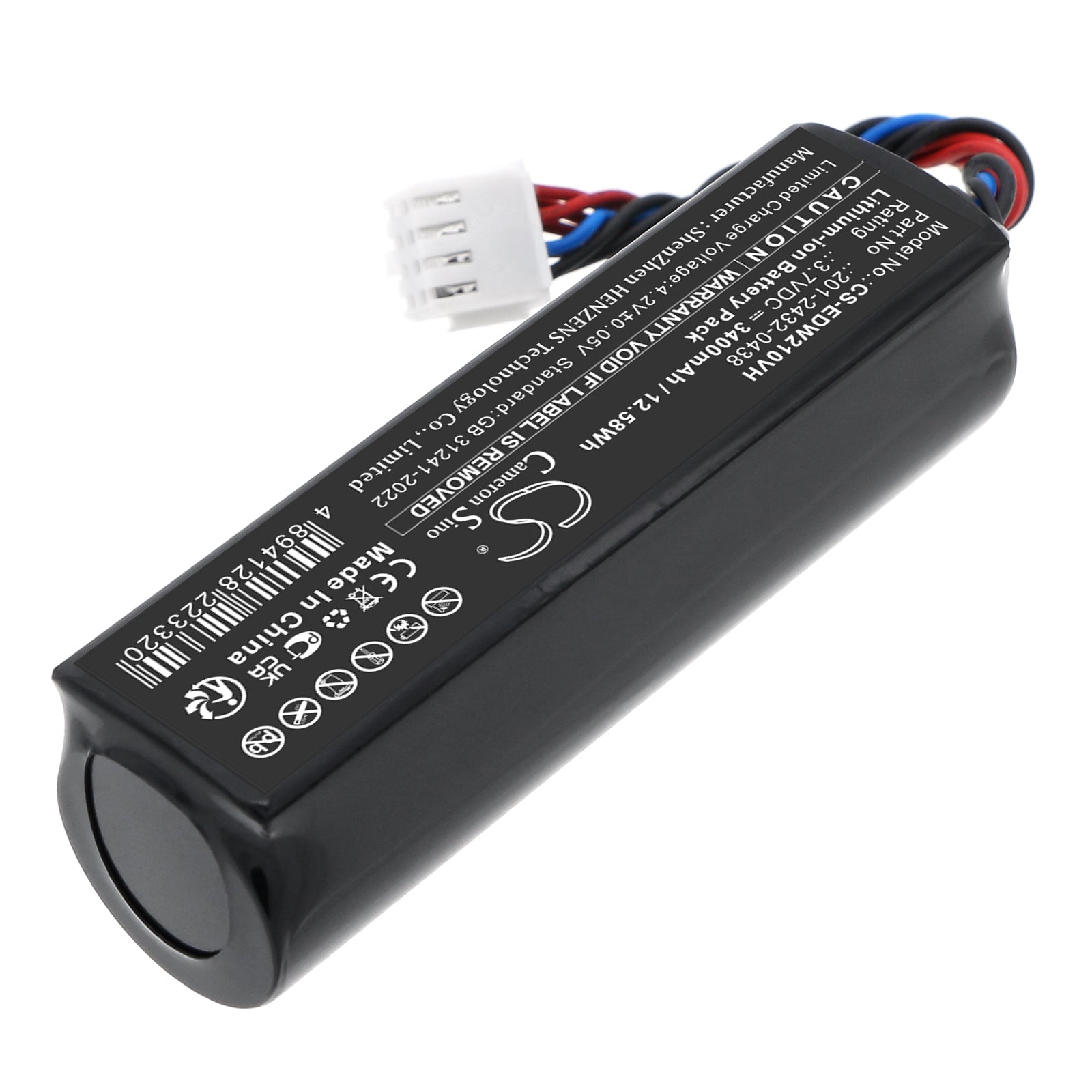 3.7V, Li-ion, 3400mAh, Battery fits Ecovacs Winbot Mini, Winbot W1S, 12.58Wh Vacuum Cameron Sino Technology Limited