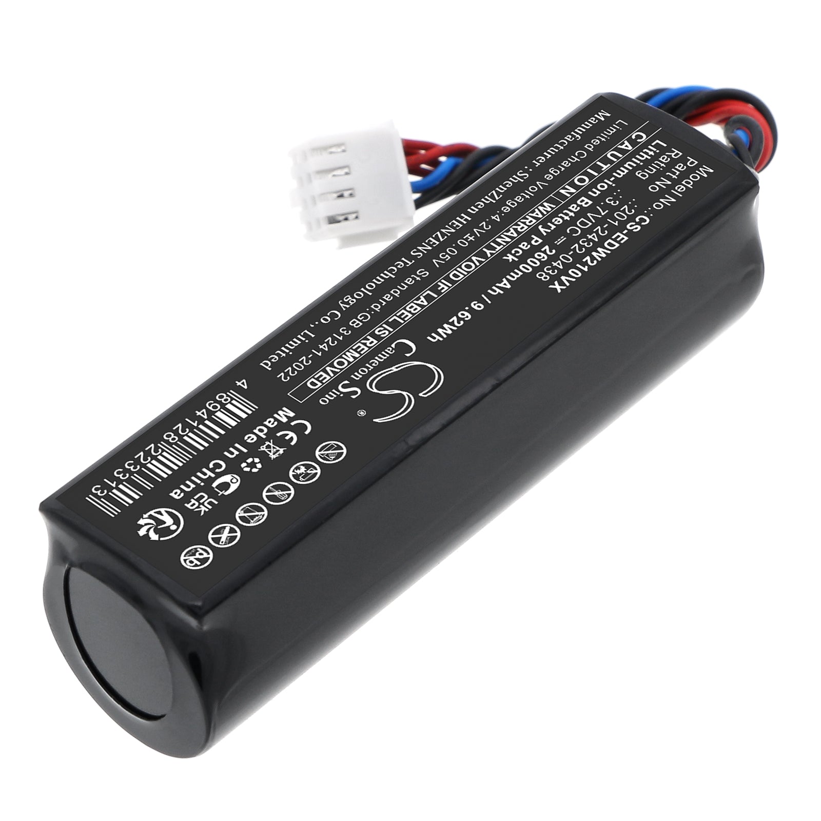 3.7V, Li-ion, 2600mAh, Battery fits Ecovacs Winbot Mini, Winbot W1S, 9.62Wh Vacuum Cameron Sino Technology Limited