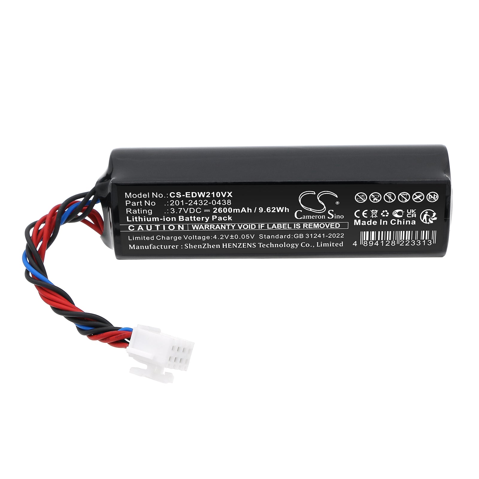 3.7V, Li-ion, 2600mAh, Battery fits Ecovacs Winbot Mini, Winbot W1S, 9.62Wh Vacuum Cameron Sino Technology Limited