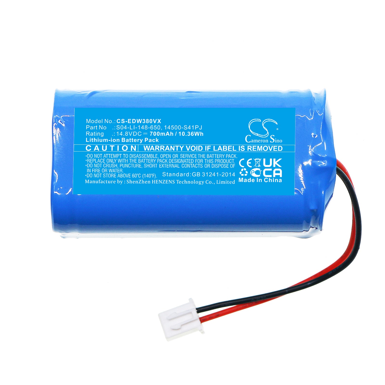 Li-ion, Vacuum Battery fits Ecovacs Winbot W830, Winbot W833, 14.8V, 700mAh Vacuum Cameron Sino Technology Limited