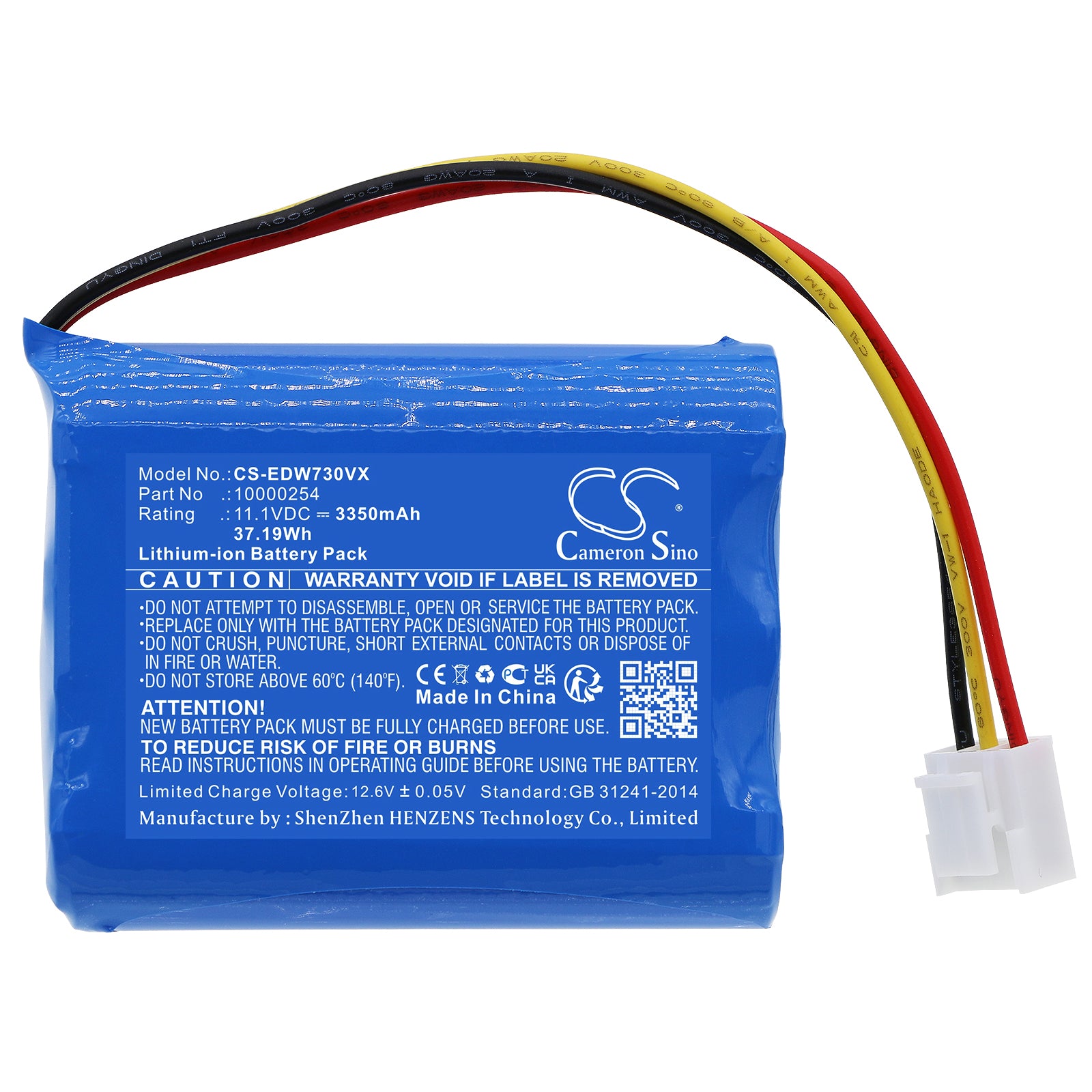 Li-ion, Vacuum Battery fits Ecovacs Tbw60, W720, 11.1V, 3350mAh Vacuum Cameron Sino Technology Limited