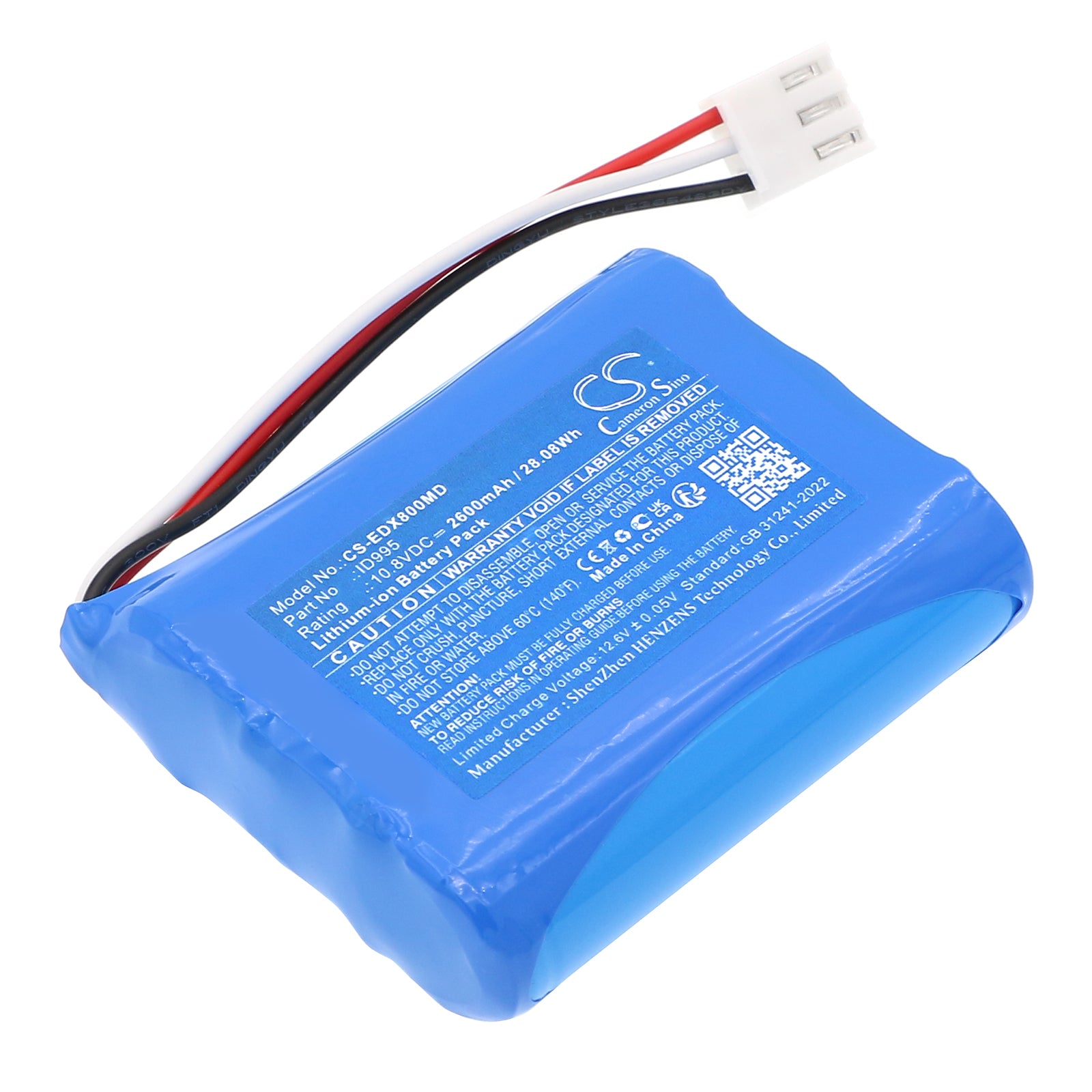 10.8V, Li-ion, 2600mAh, Battery fits Edan EPM5, EPM7, 28.08Wh Medical Cameron Sino Technology Limited