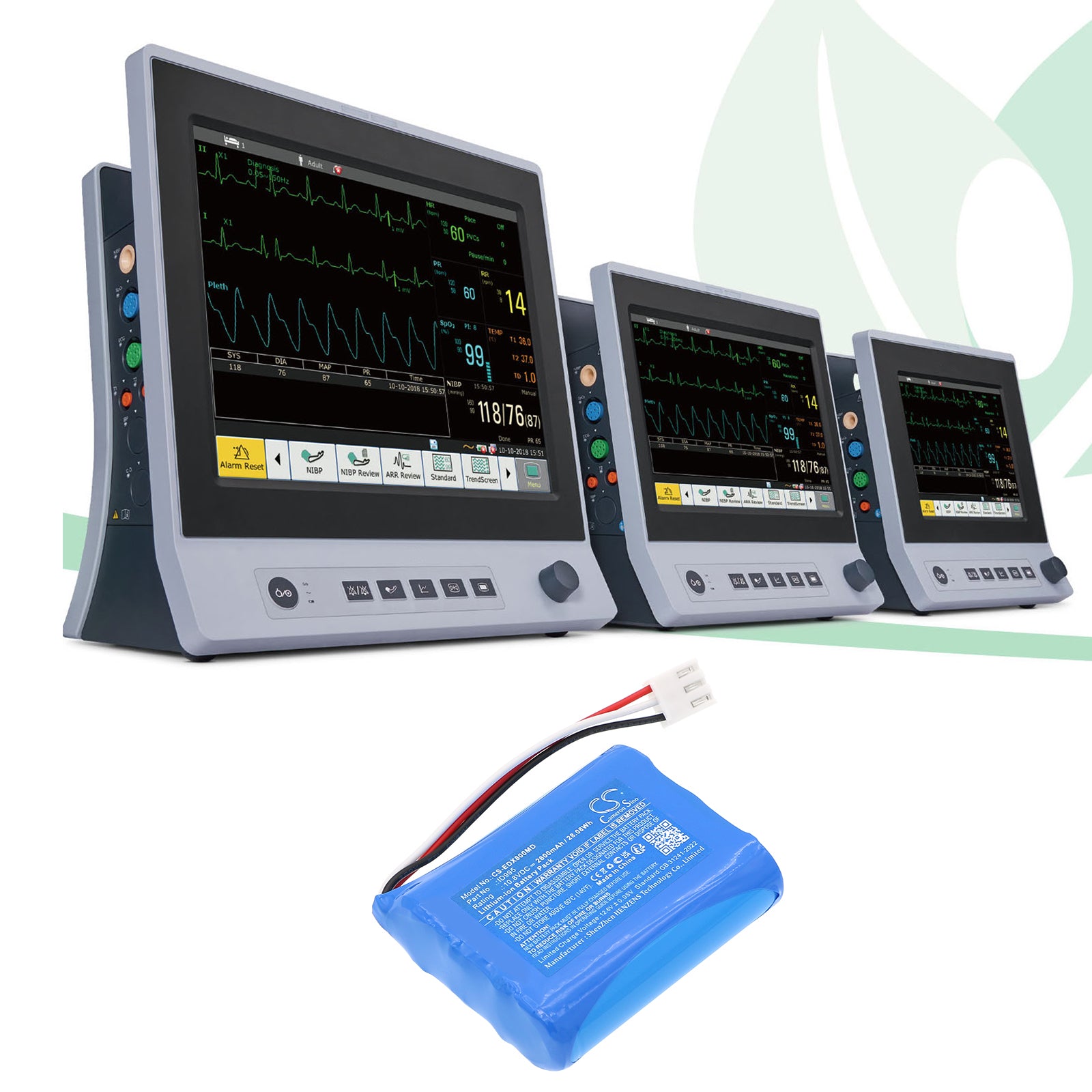 10.8V, Li-ion, 2600mAh, Battery fits Edan EPM5, EPM7, 28.08Wh Medical Cameron Sino Technology Limited
