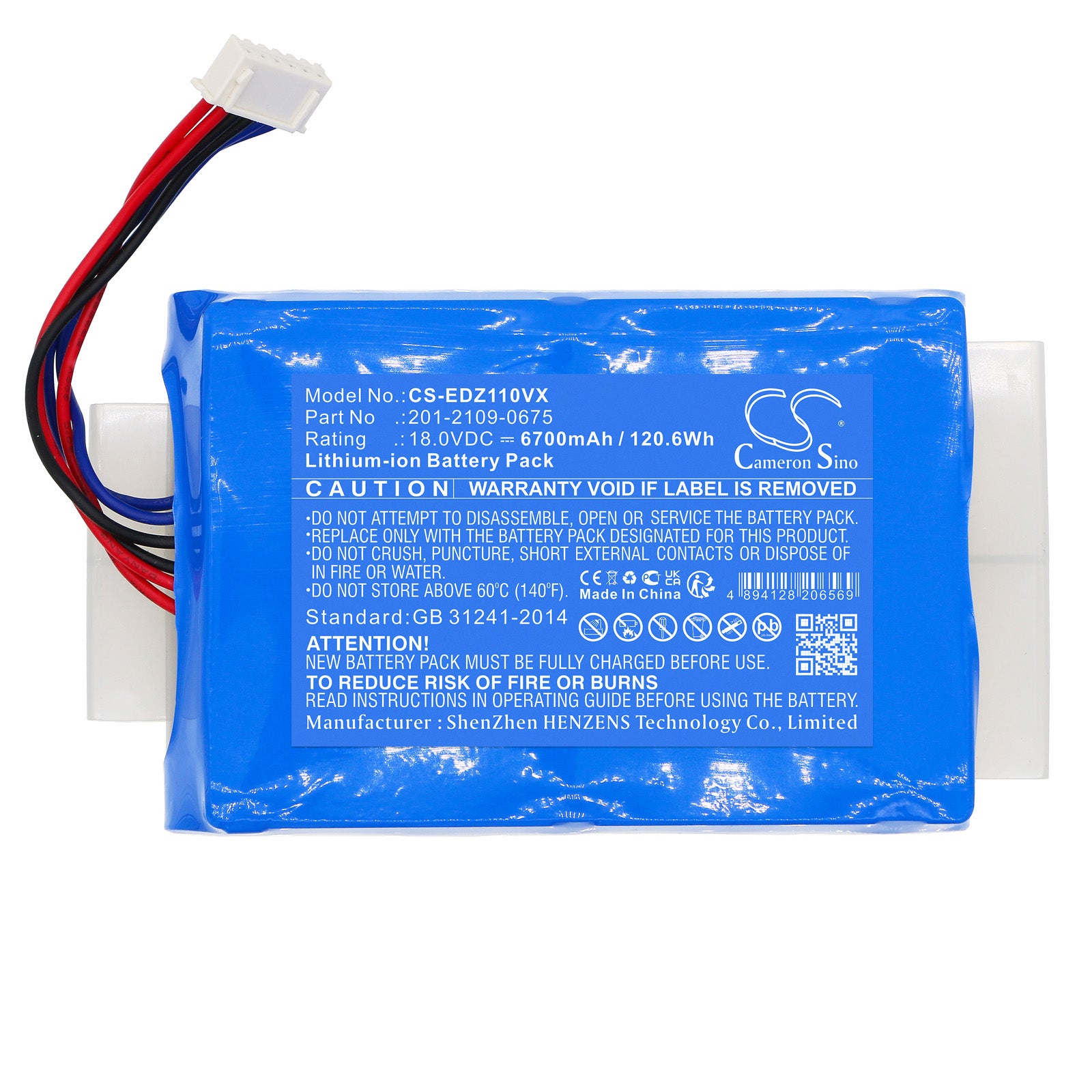 Li-ion, Vacuum Battery fits Ecovacs Airbot Z1, Az1, 18.0V, 6700mAh Vacuum Cameron Sino Technology Limited