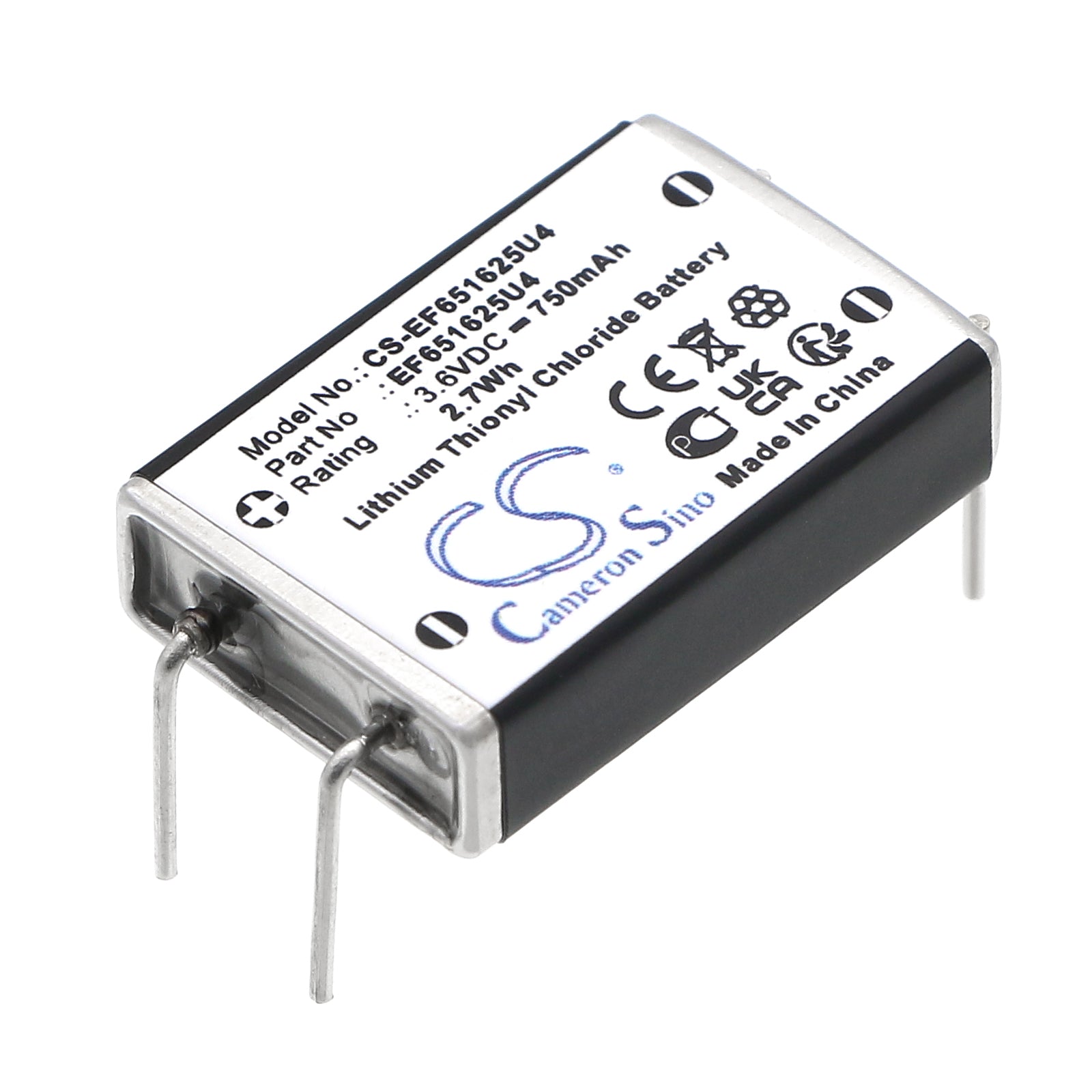 3.6V, Li-SOCl2, 750mAh, Battery fits EF651625, 2.7Wh EF651625 Cameron Sino Technology Limited