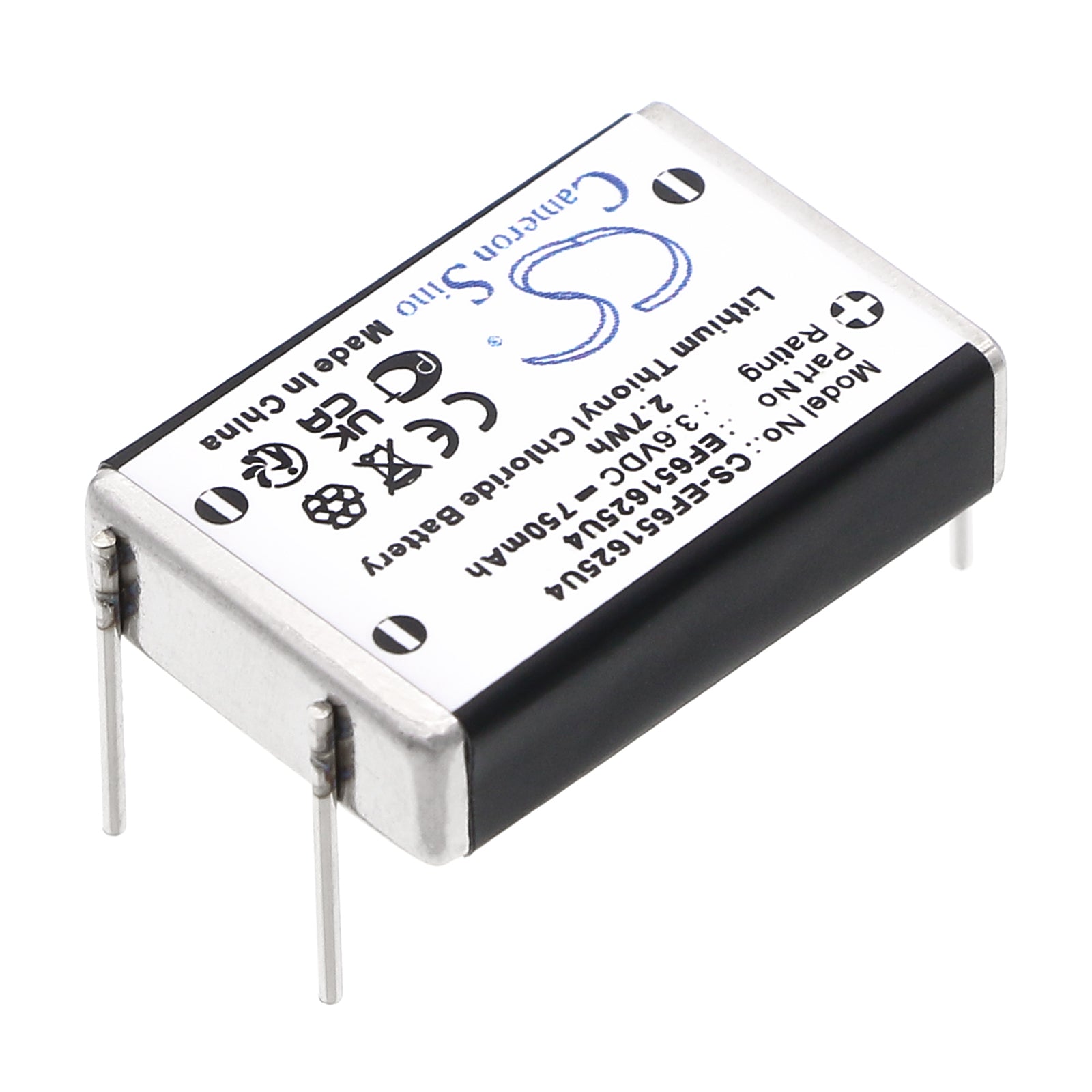 3.6V, Li-SOCl2, 750mAh, Battery fits EF651625, 2.7Wh EF651625 Cameron Sino Technology Limited