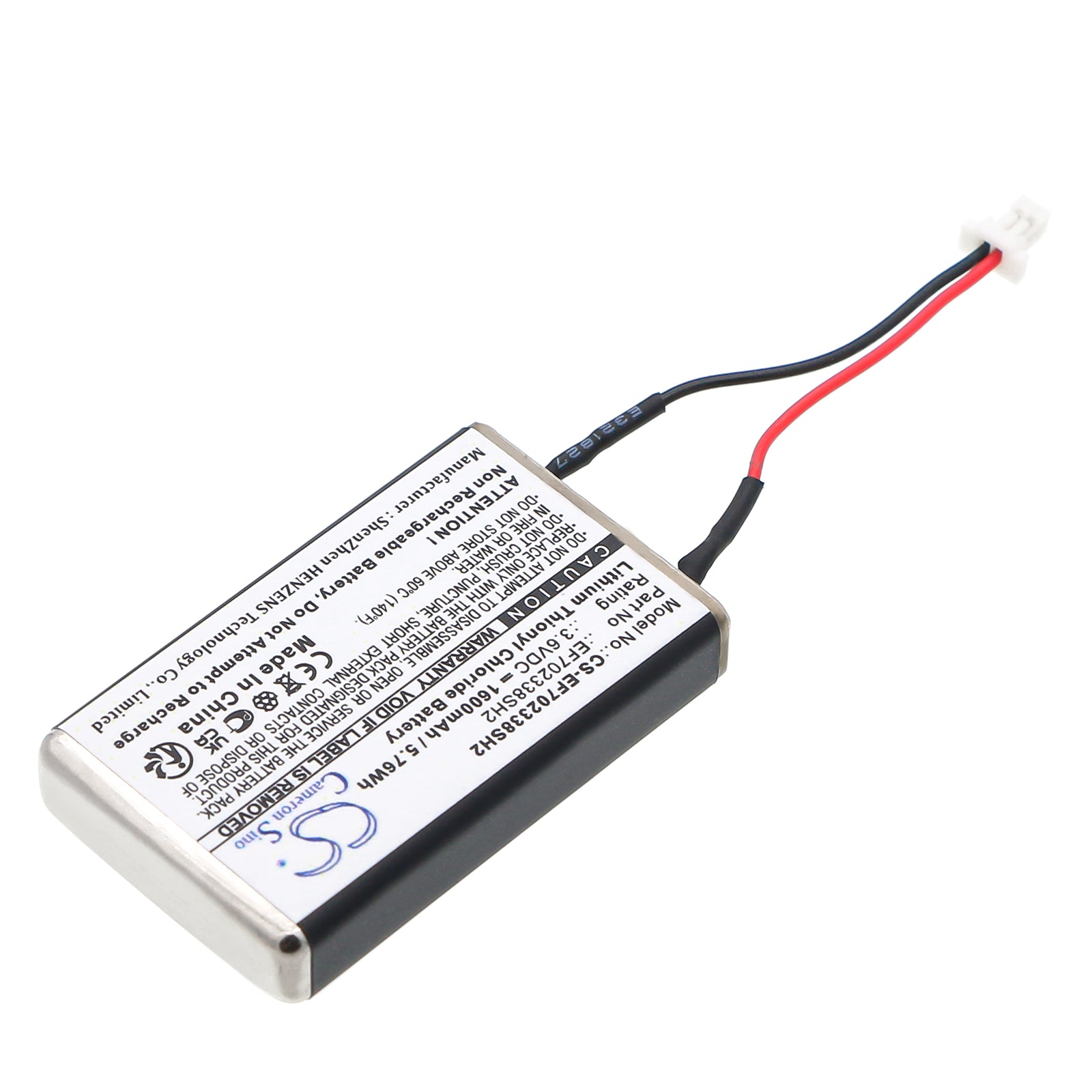 3.6V, Li-SOCl2, 1600mAh, Battery fits EF702338, 5.76Wh EF702338 Cameron Sino Technology Limited