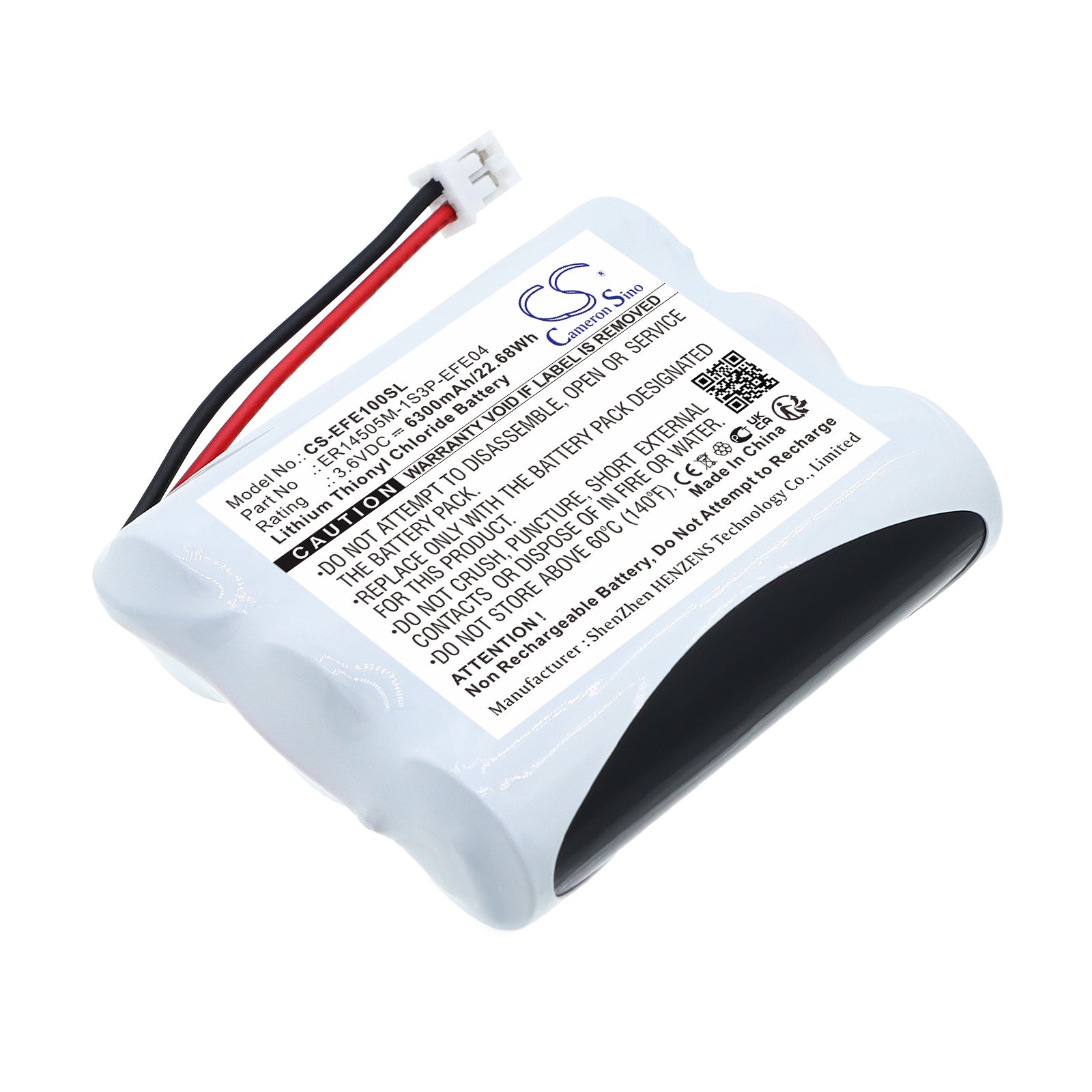 3.6V, Li-SOCl2, 6300mAh, Battery fits Efento NB-IoT, 22.68Wh Equipment, Survey, Test Cameron Sino Technology Limited