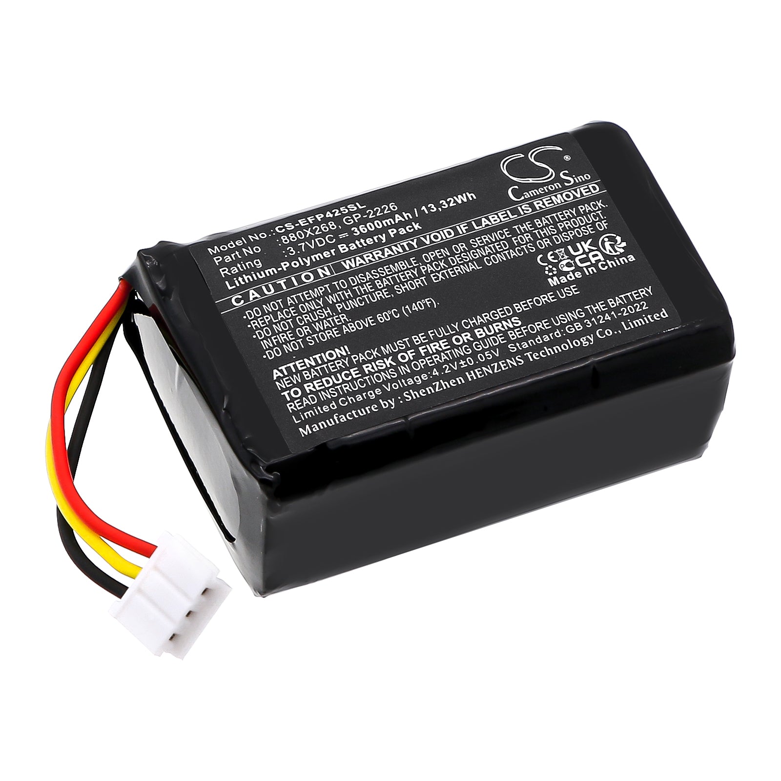 3.7V, Li-Polymer, 3600mAh, Battery fits EXFO FIP-425B, FIP-435B, 13.32Wh Equipment, Survey, Test Cameron Sino Technology Limited
